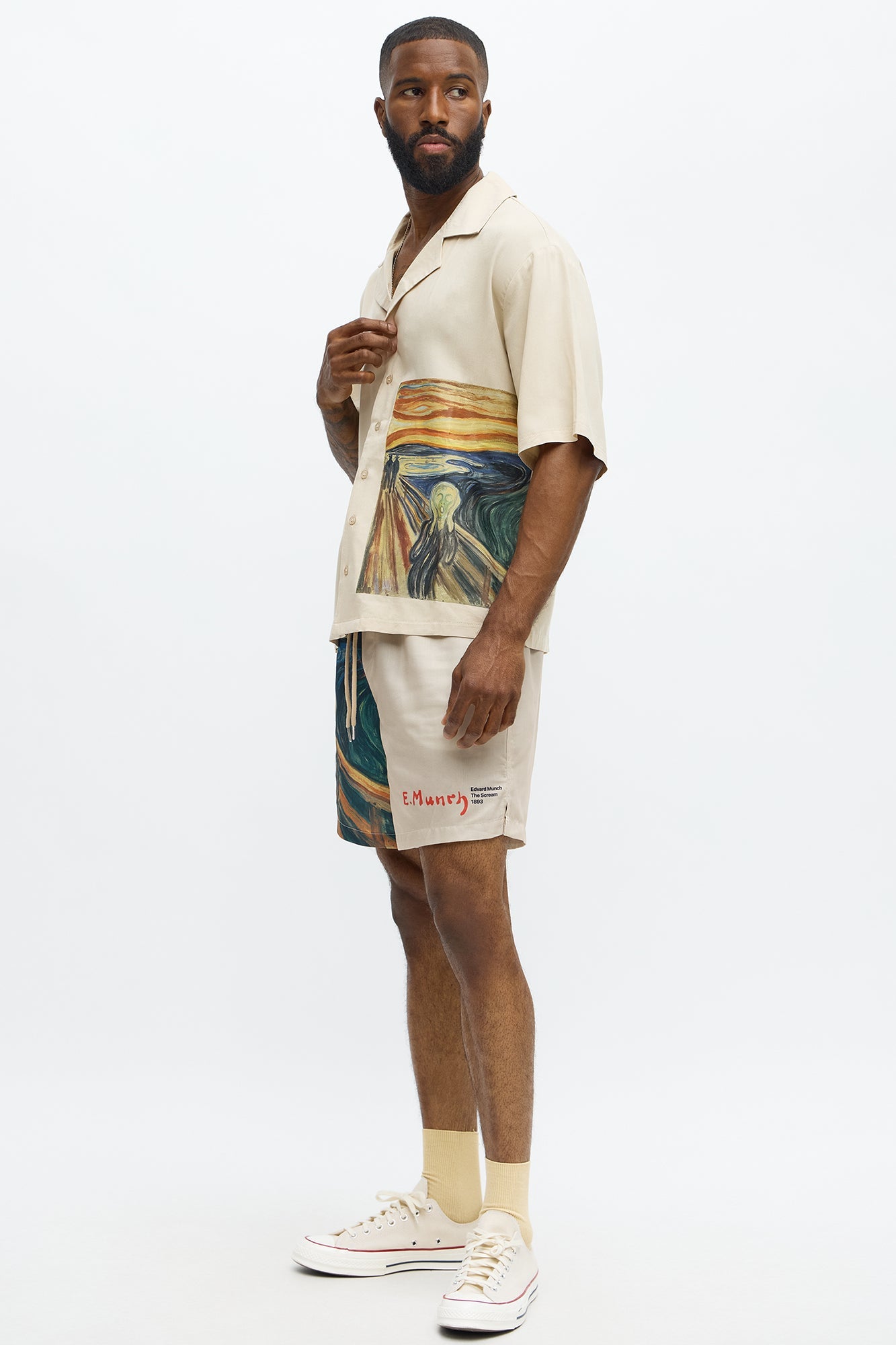 Relaxed Munch The Scream Shorts - Tan