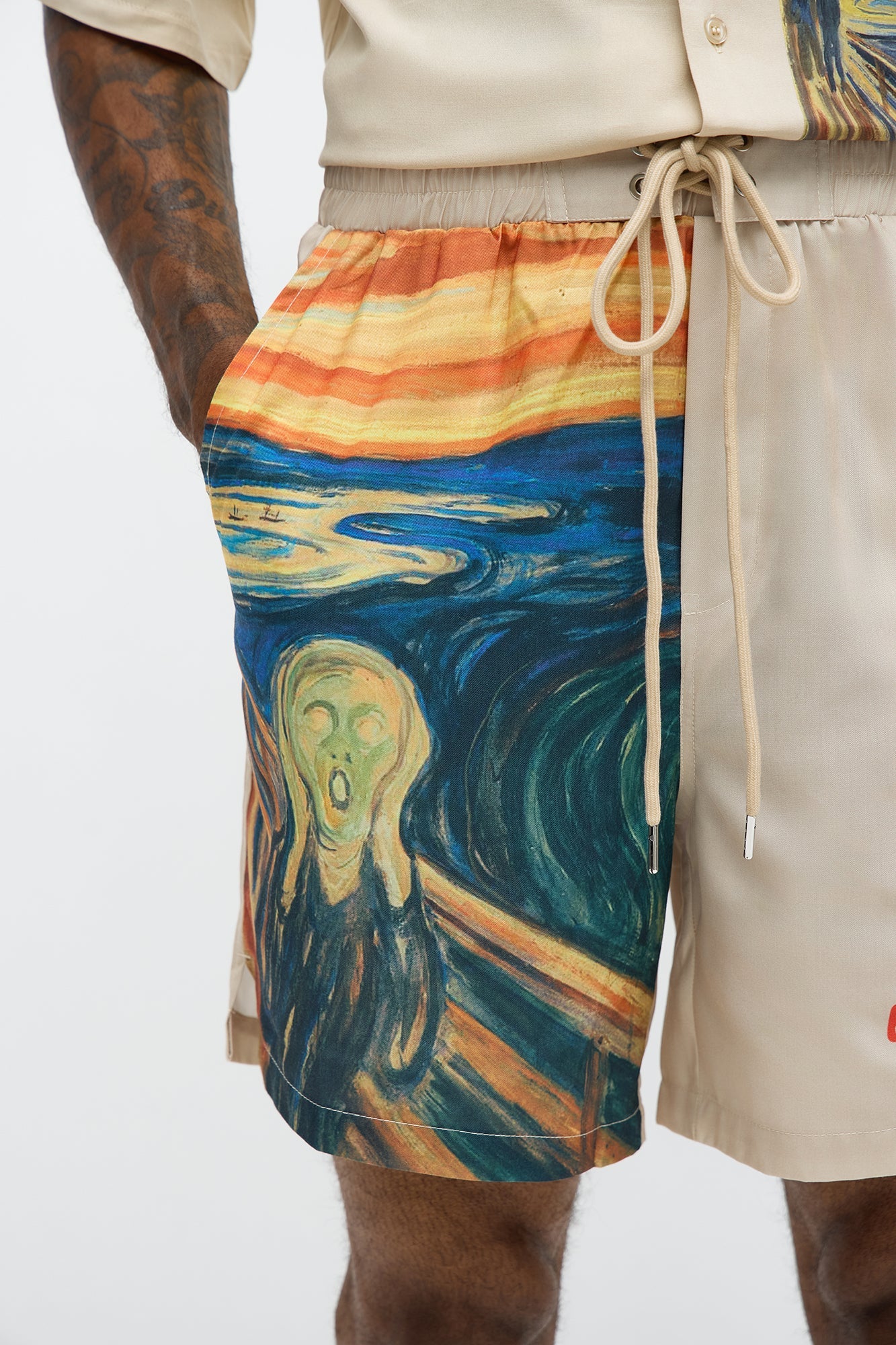Relaxed Munch The Scream Shorts - Tan