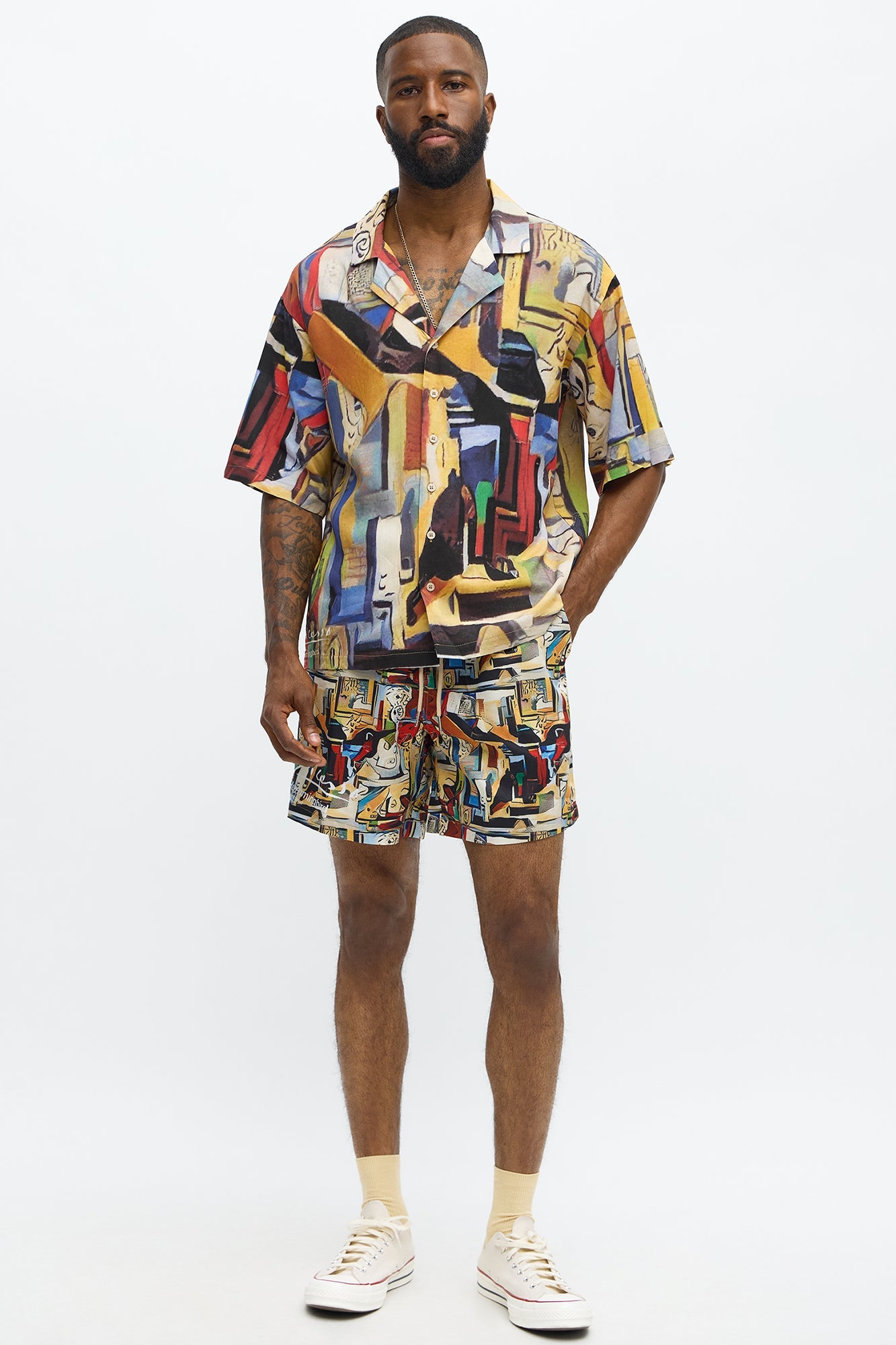 Picasso A La Hummingbird Button Up Shirt - Multi Color