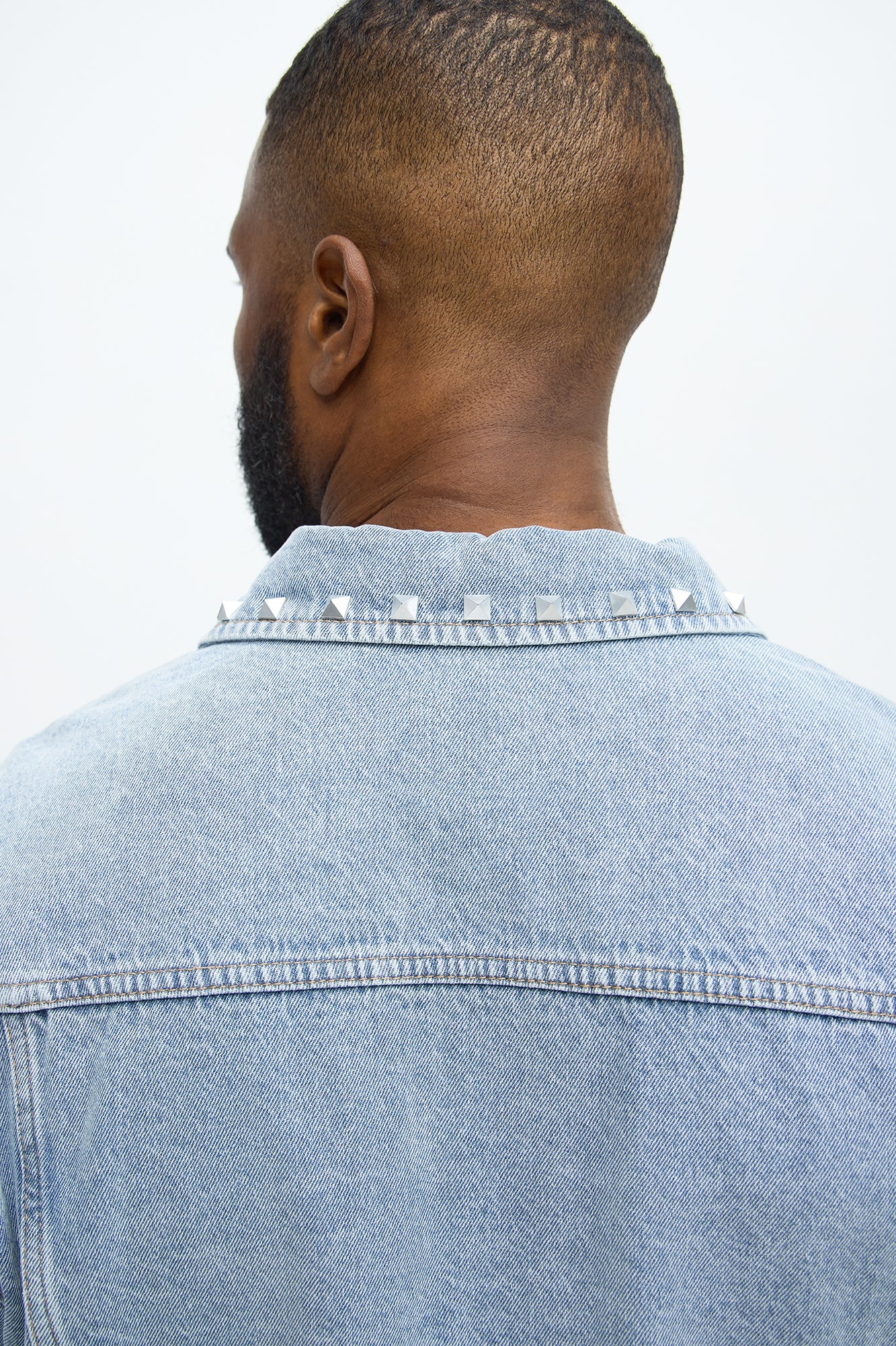 Not The Bad Guy Studded Trucker Jacket - Light Blue Wash