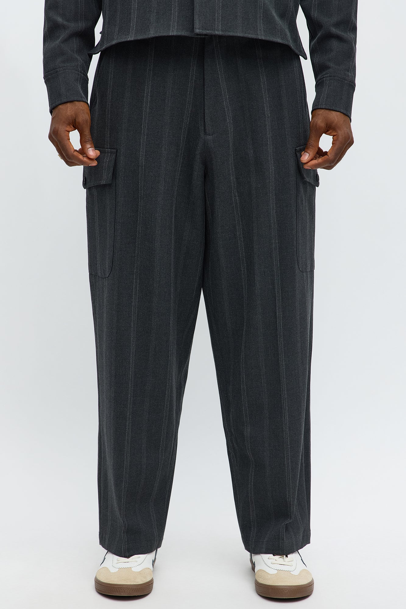 Baggy Striped Suiting Trouser - Grey/combo