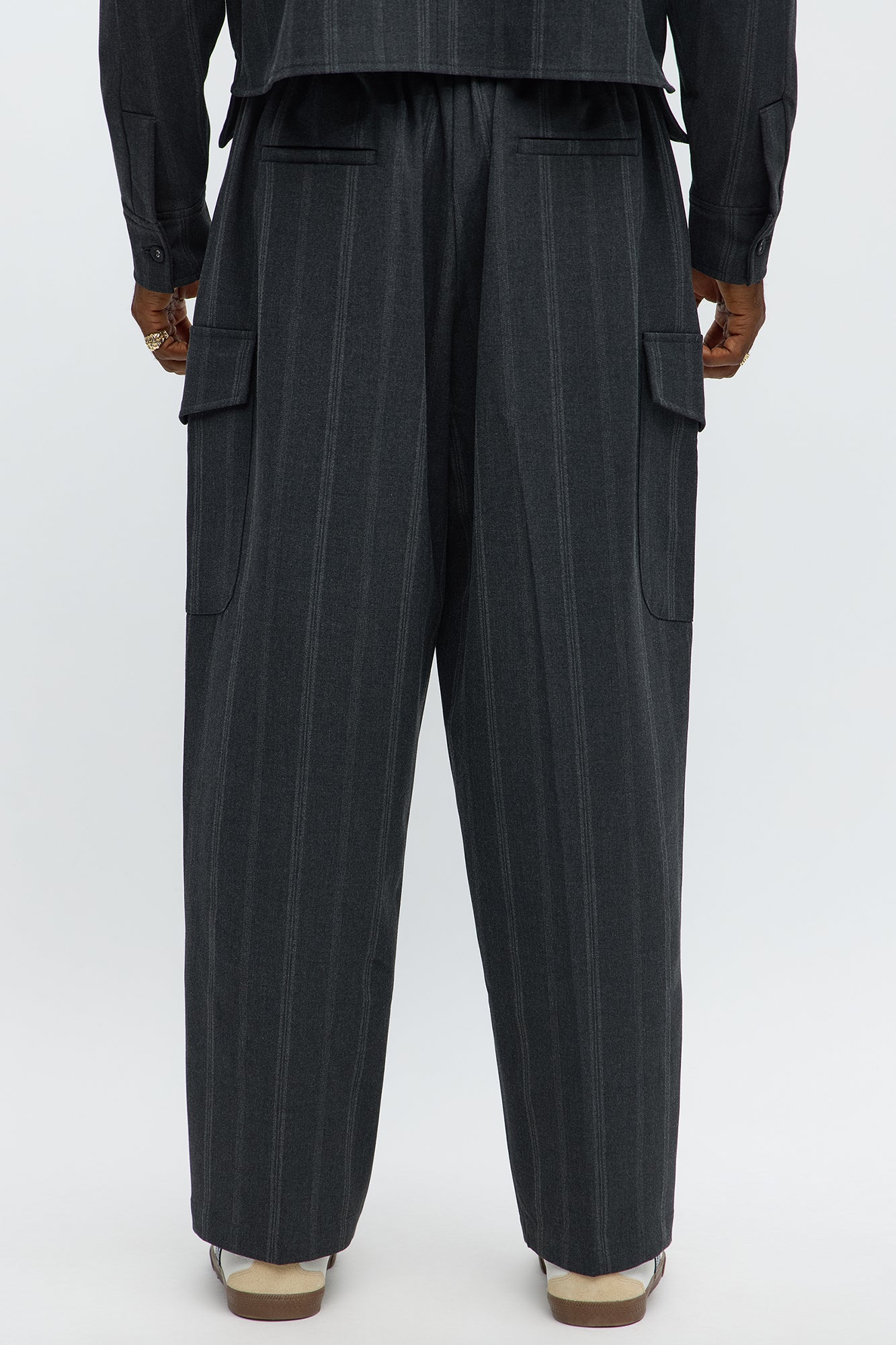 Baggy Striped Suiting Trouser - Grey/combo