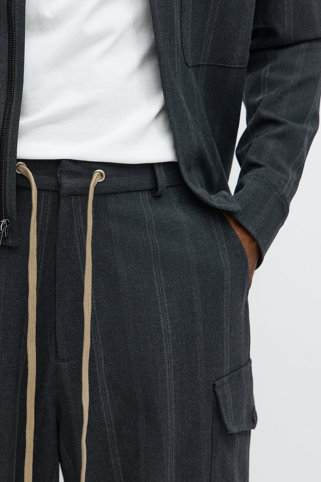 Baggy Striped Suiting Trouser - Grey/combo