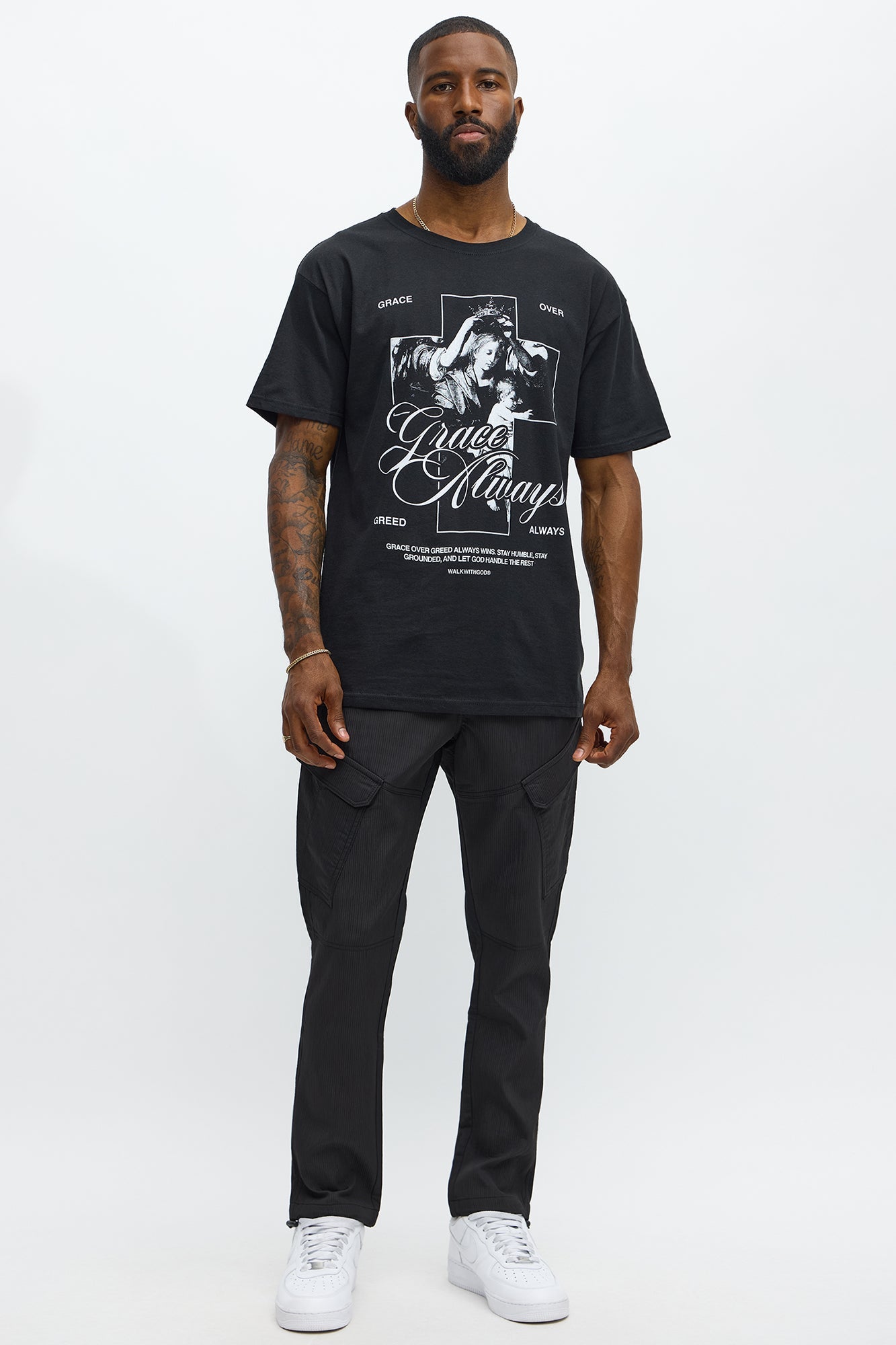 Slim Slanted Cargo Ribbed Pants - Black