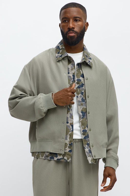 Golden Hour Relaxed Bomber Jacket - Sage