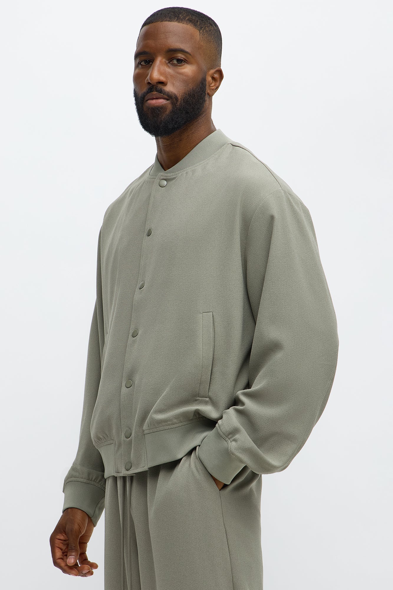 Golden Hour Relaxed Bomber Jacket - Sage