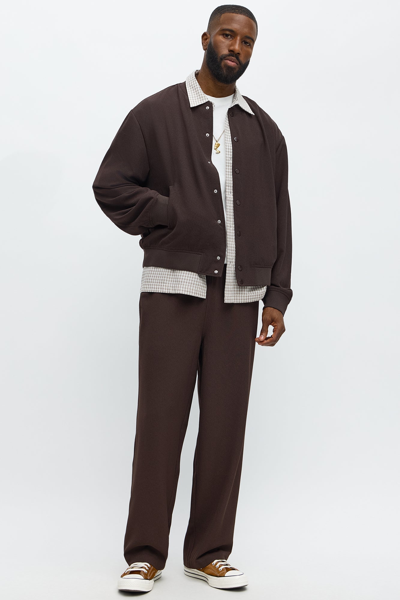 Golden Hour Relaxed Bomber Jacket - Brown