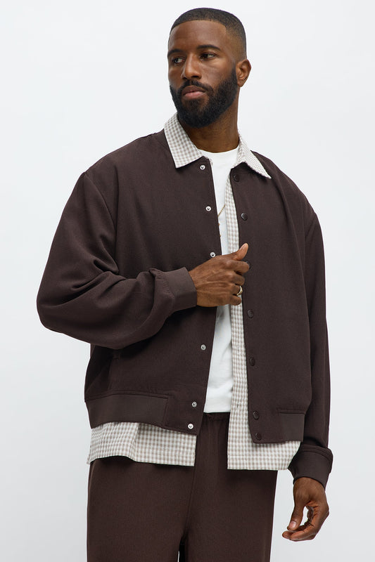 Golden Hour Relaxed Bomber Jacket - Brown
