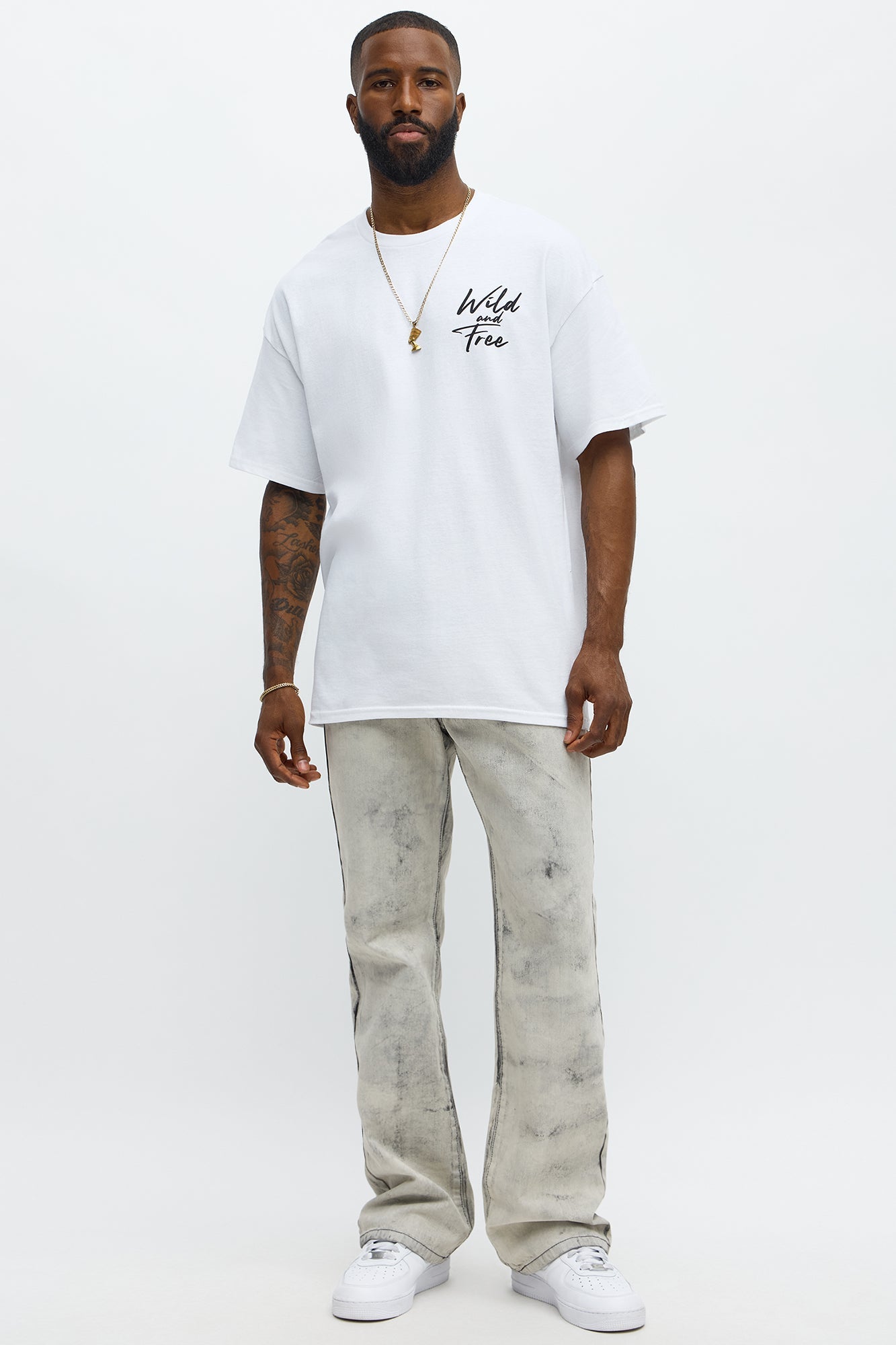 Wild And Free Oversized Short Sleeve Tee - White