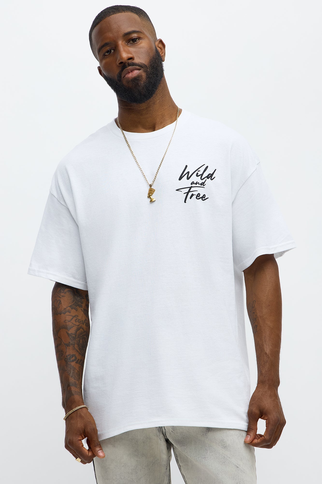 Wild And Free Oversized Short Sleeve Tee - White