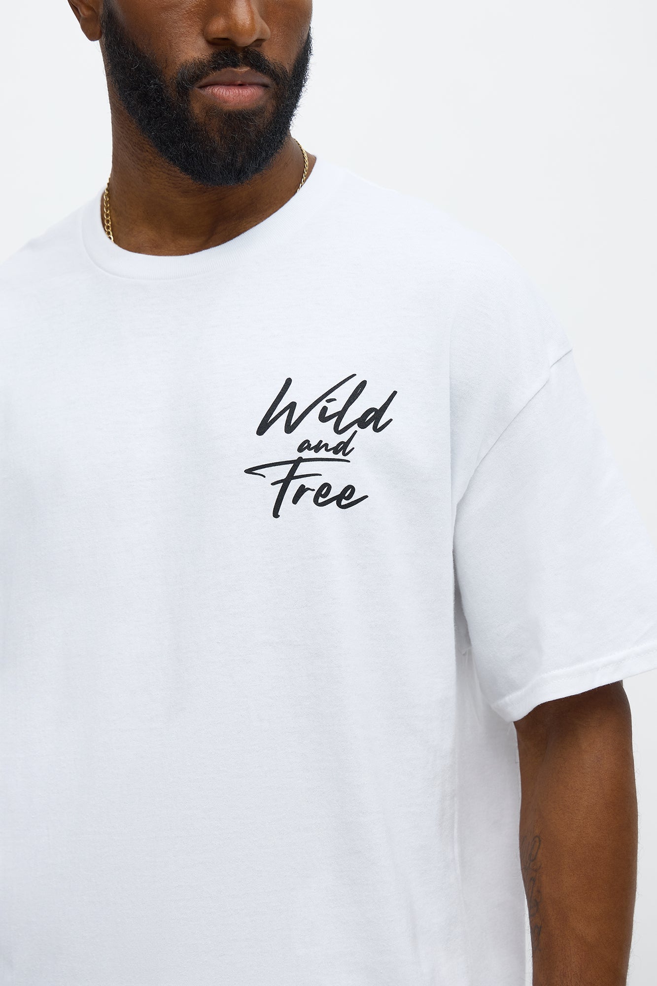 Wild And Free Oversized Short Sleeve Tee - White