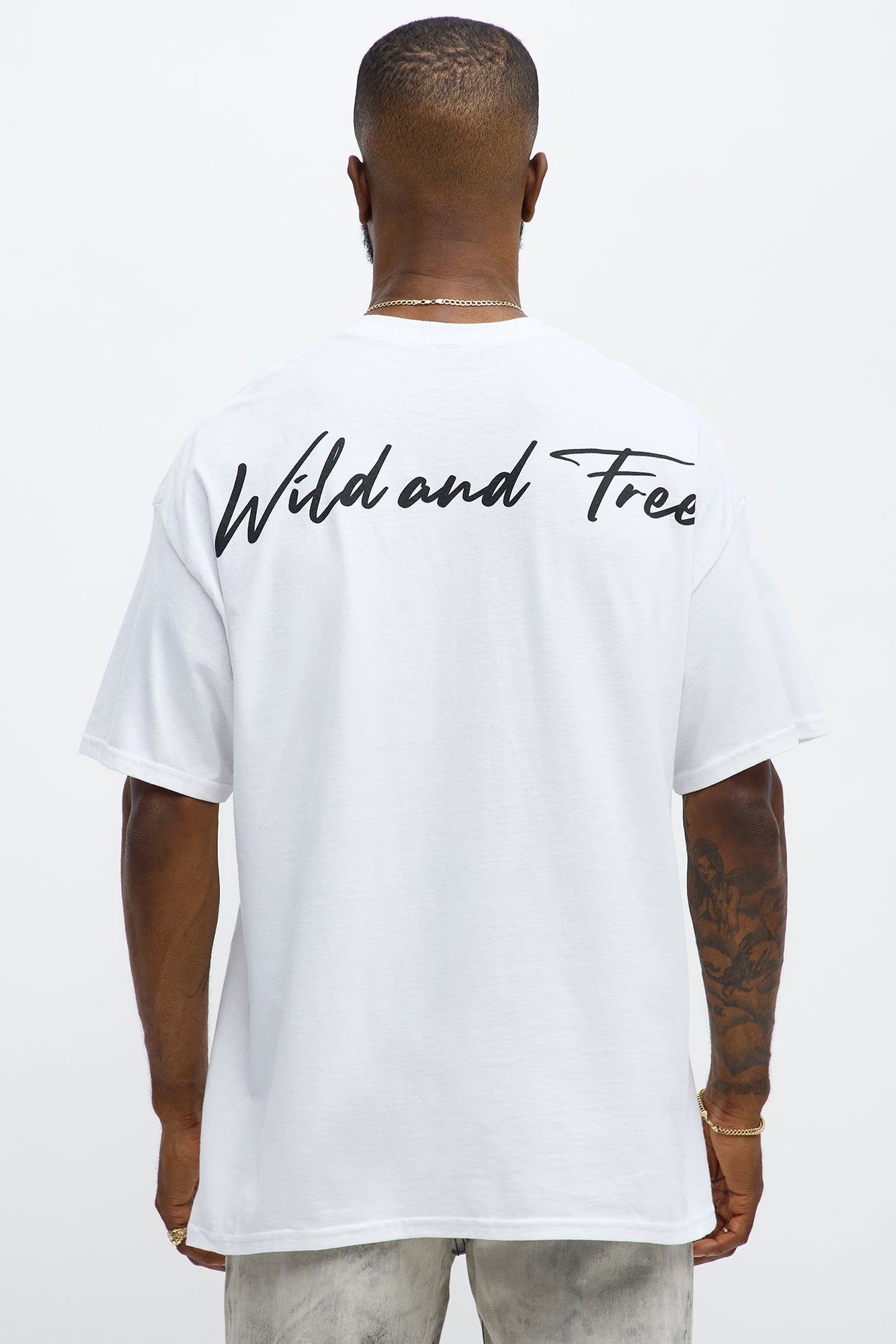Wild And Free Oversized Short Sleeve Tee - White