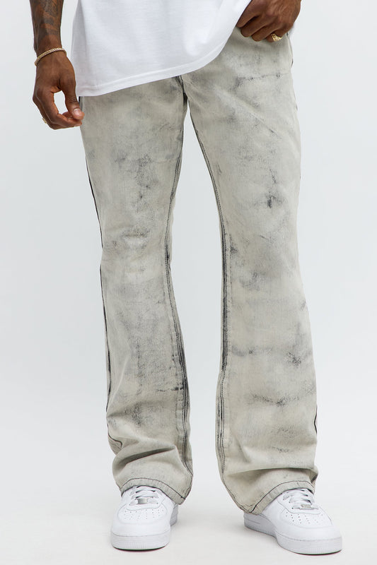 Stacked Slim Flare Not For The Smoke Jeans - Grey/Smoke