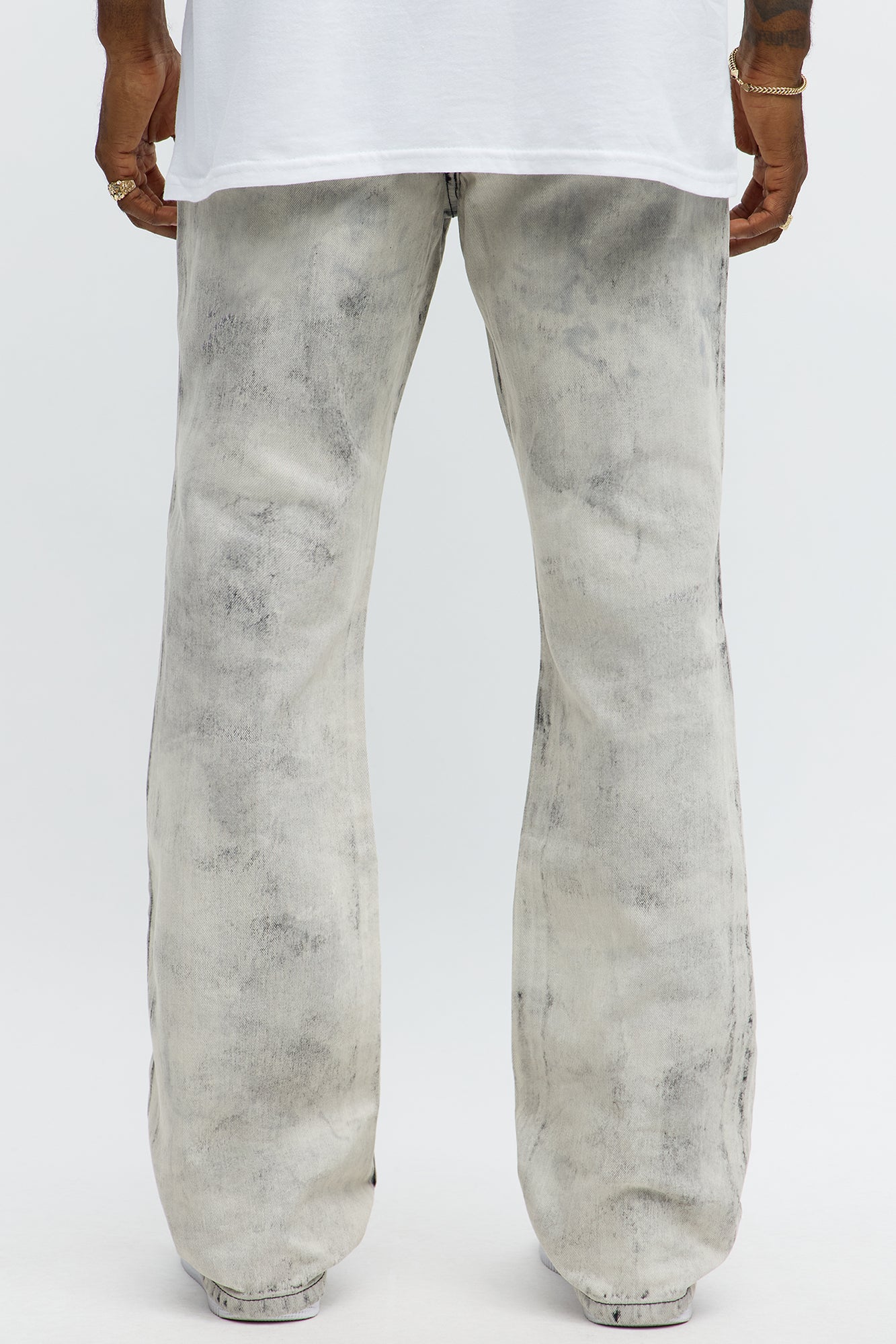 Stacked Slim Flare Not For The Smoke Jeans - Grey/Smoke