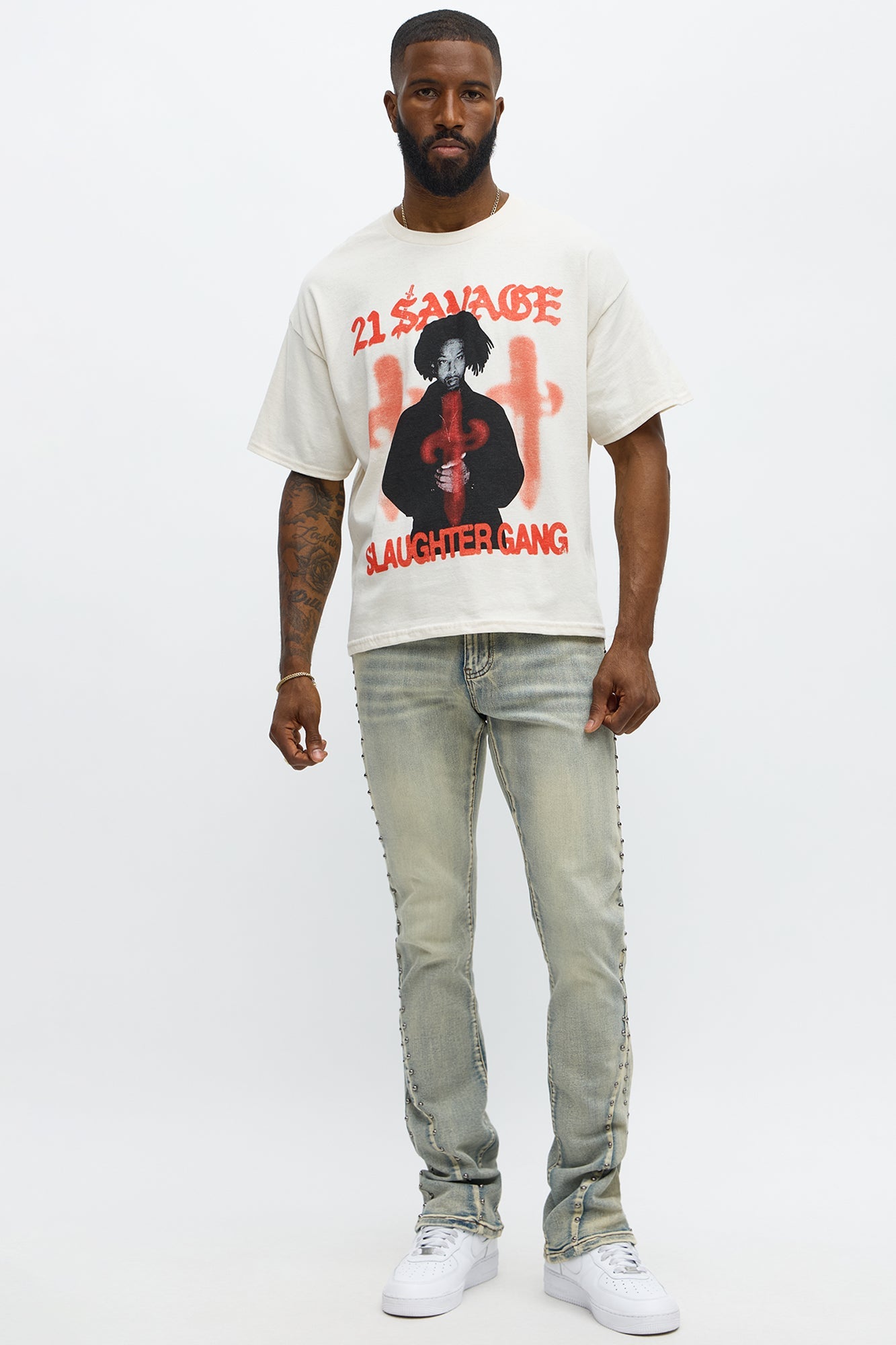 21 Savage Dirty K Oversized Short Sleeve Tee - Natural