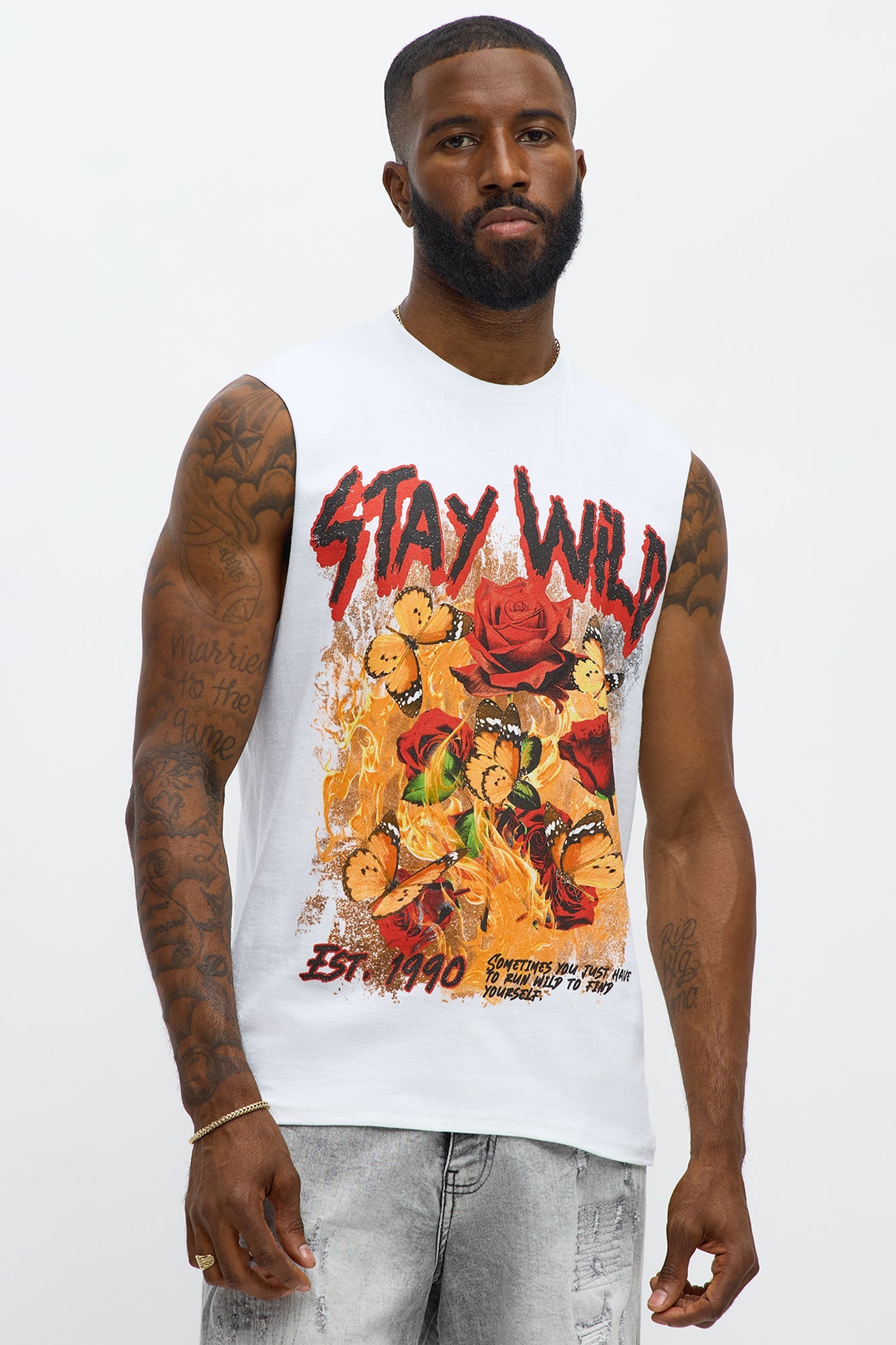 Stay Wild Muscle Tee - White