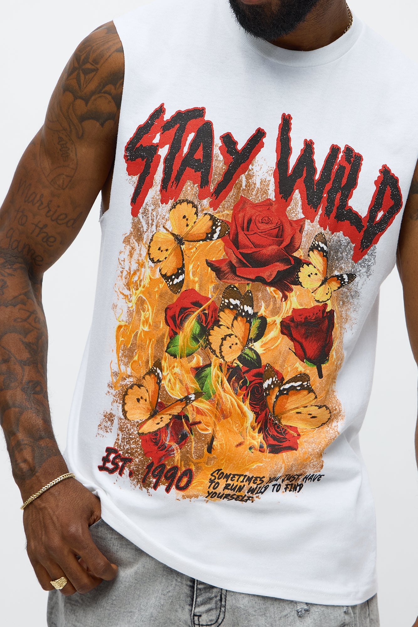 Stay Wild Muscle Tee - White