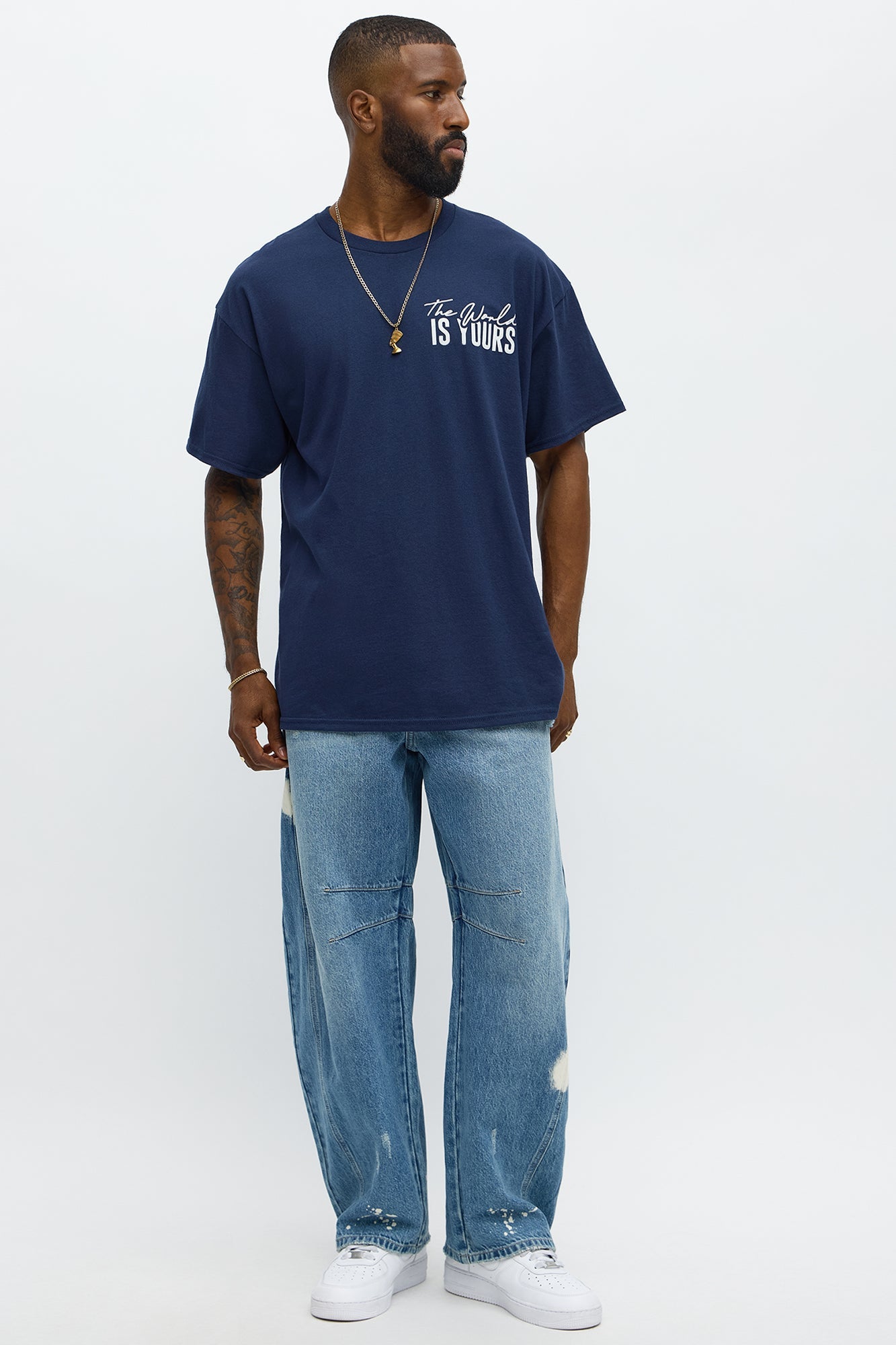 The World Is Yours Oversized Short Sleeve Tee - Navy