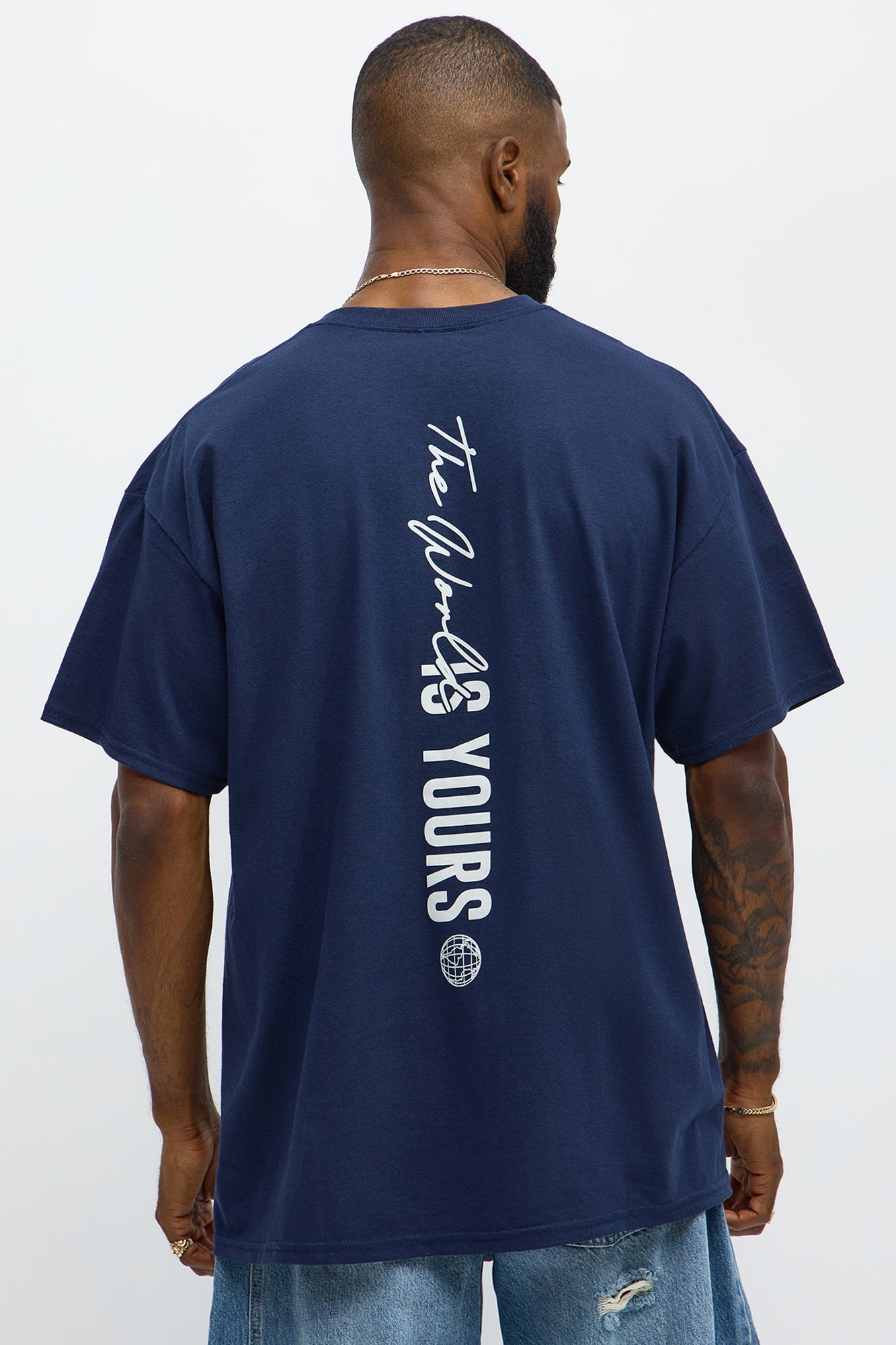 The World Is Yours Oversized Short Sleeve Tee - Navy