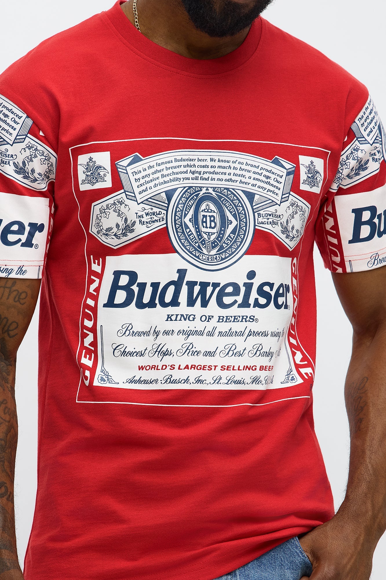 Budweiser Vintage Logo Short Sleeve Tee - Red