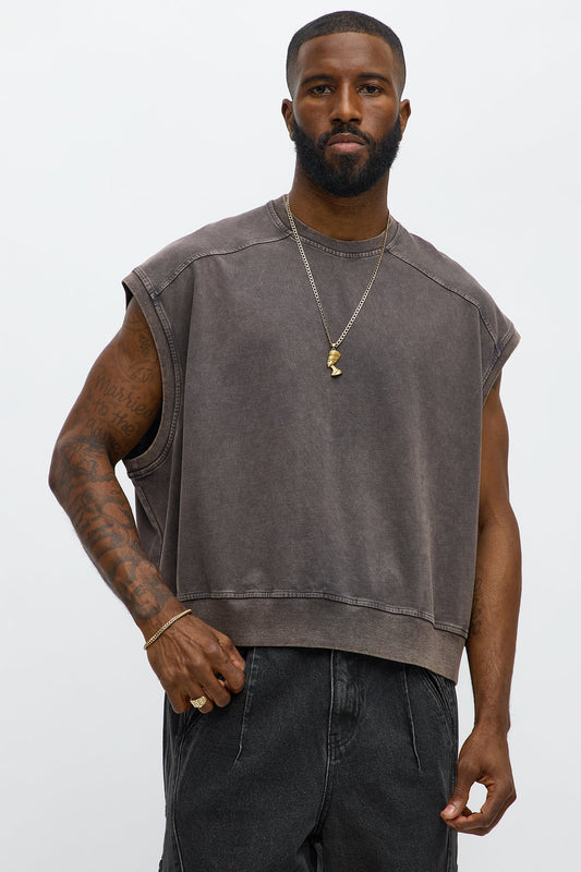 Boxy Washed Up Muscle Tee - Dark Grey