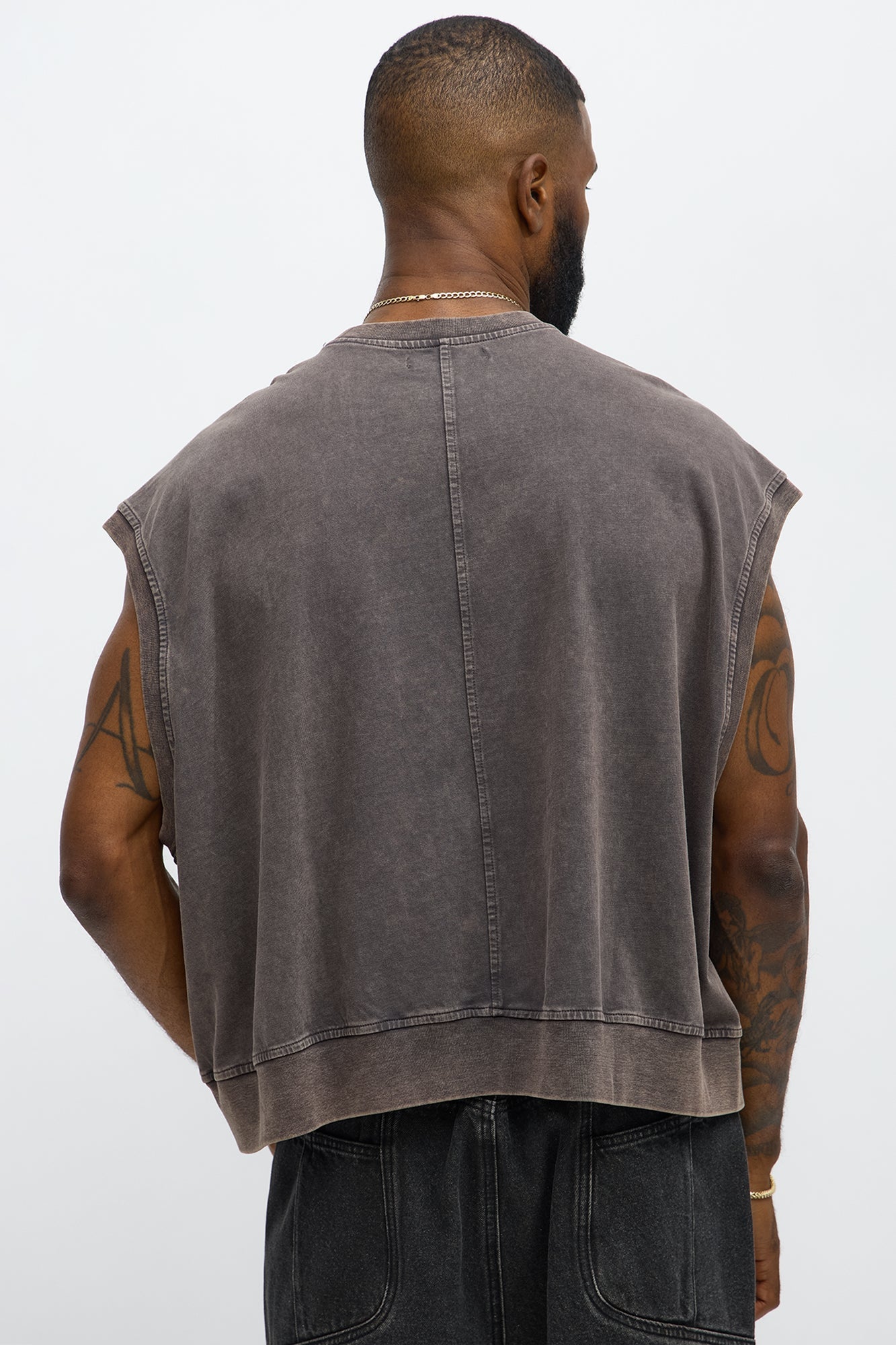 Boxy Washed Up Muscle Tee - Dark Grey