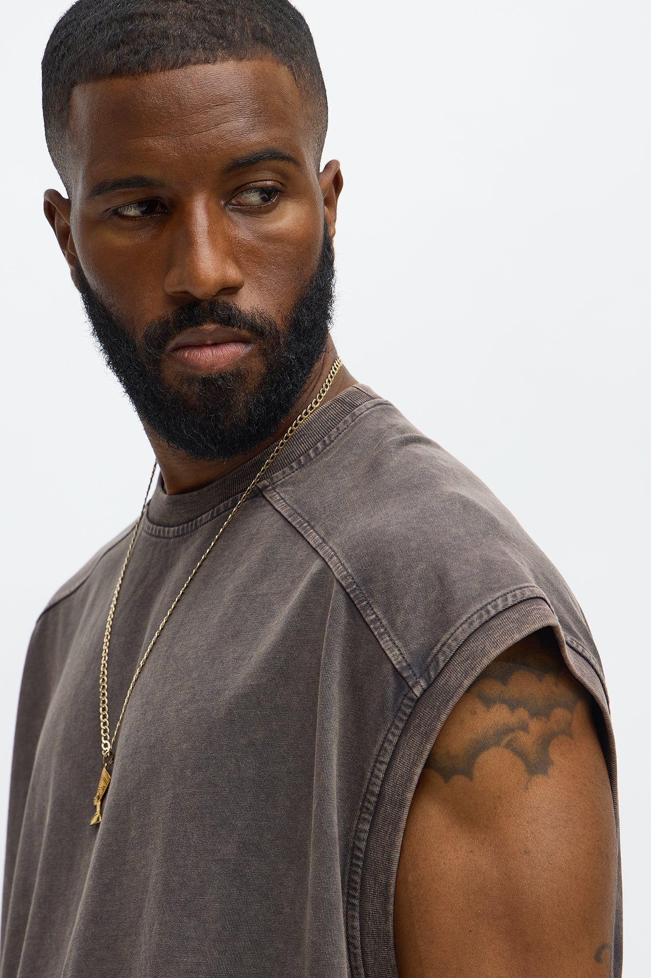 Boxy Washed Up Muscle Tee - Dark Grey