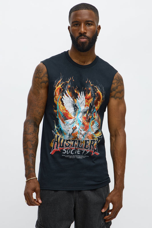 Hustler Society Reigns Muscle Tee - Black