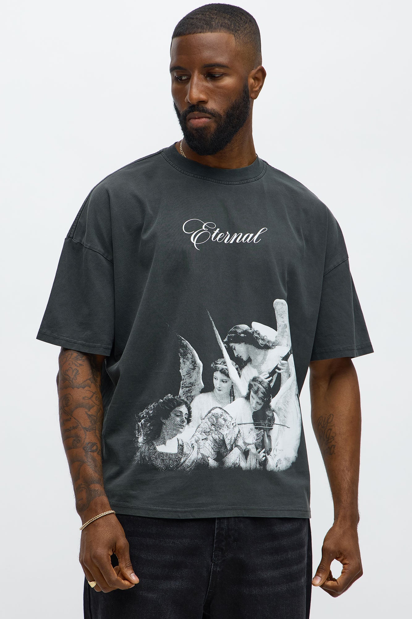 Eternal Salvation Oversized Short Sleeve Tee - Black Wash