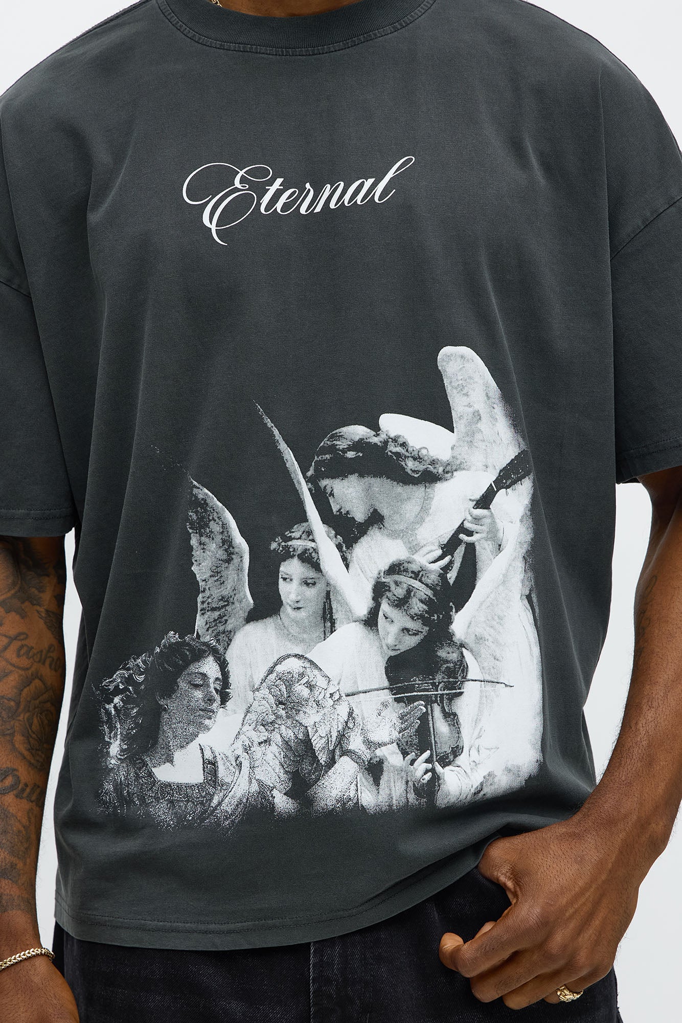 Eternal Salvation Oversized Short Sleeve Tee - Black Wash