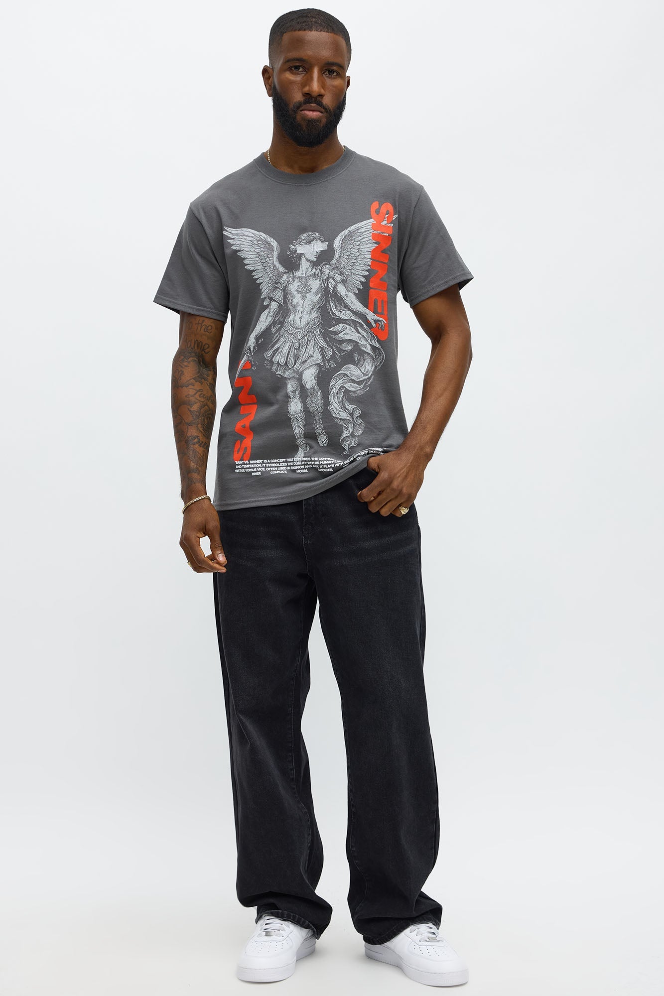 Saint Or Sinner Choose Short Sleeve Tee - Charcoal