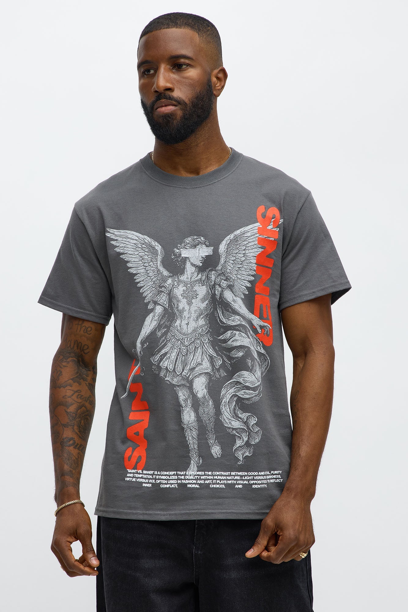 Saint Or Sinner Choose Short Sleeve Tee - Charcoal