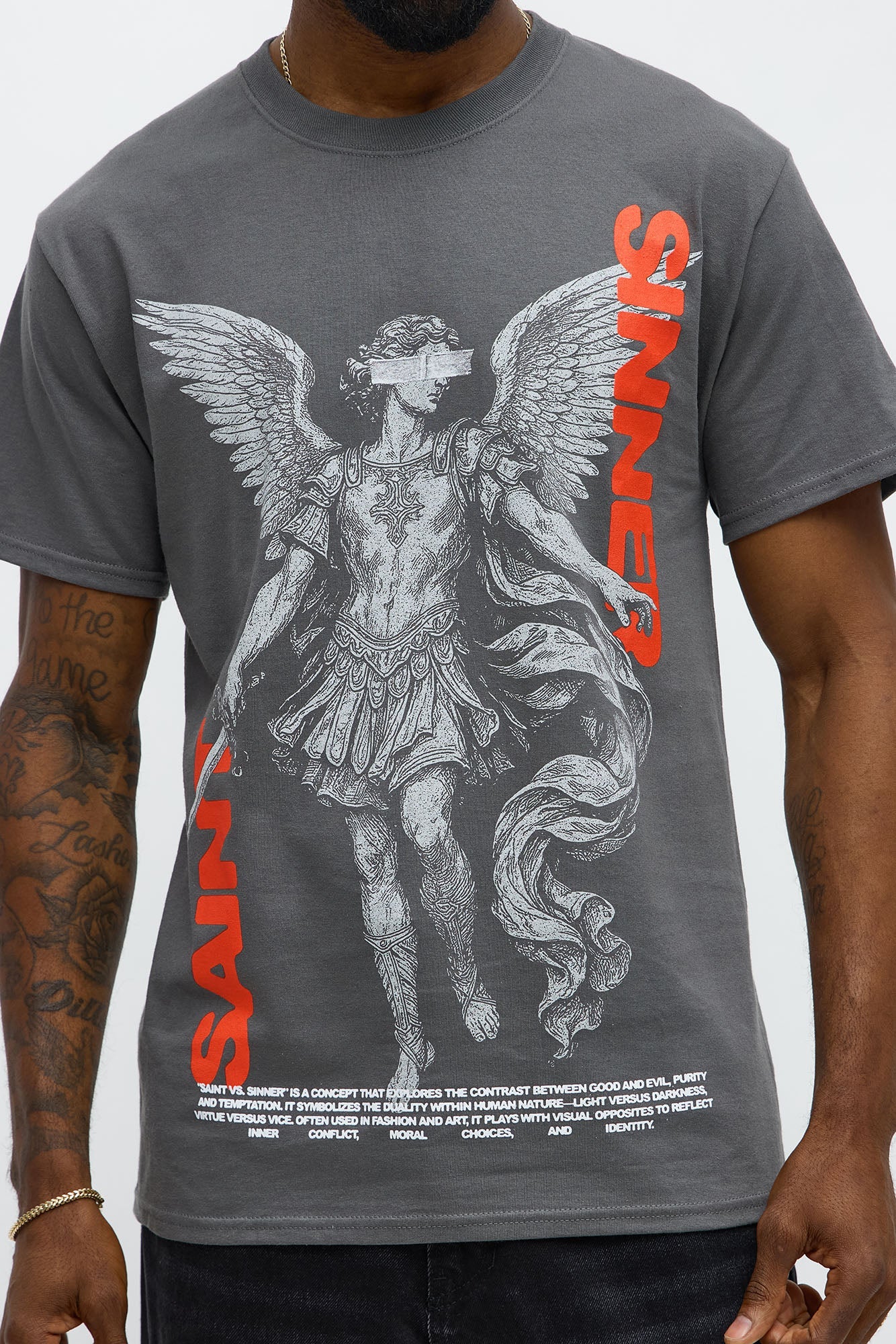 Saint Or Sinner Choose Short Sleeve Tee - Charcoal