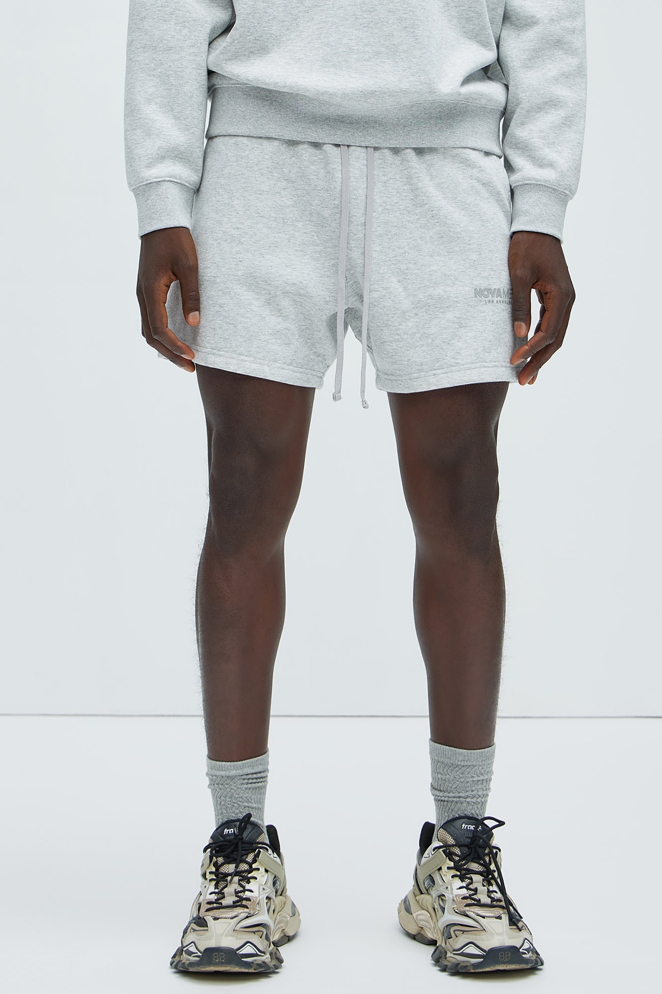 Tyson Novamen Oversize Heavyweight Sweat Shorts - Heather Grey
