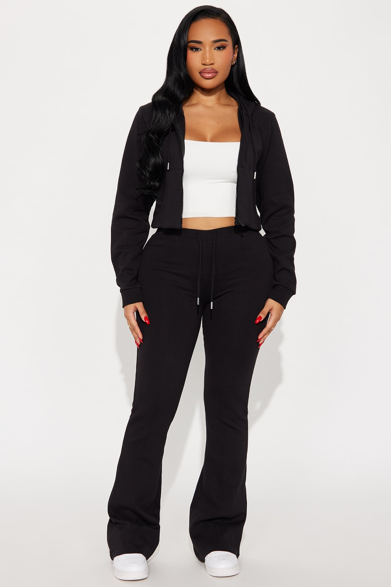 Ready To Go Zip Up Pant Set - Black