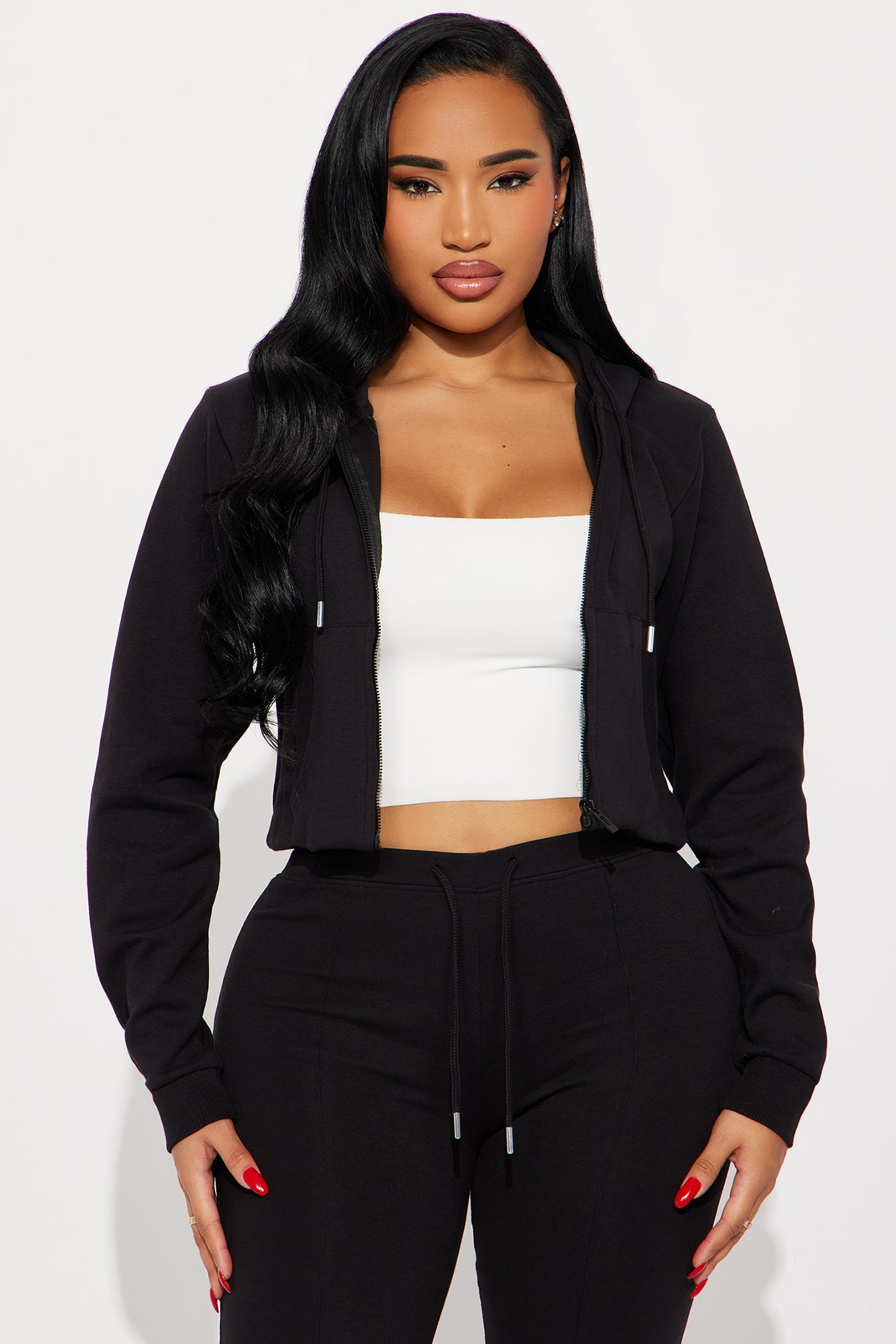 Ready To Go Zip Up Pant Set - Black