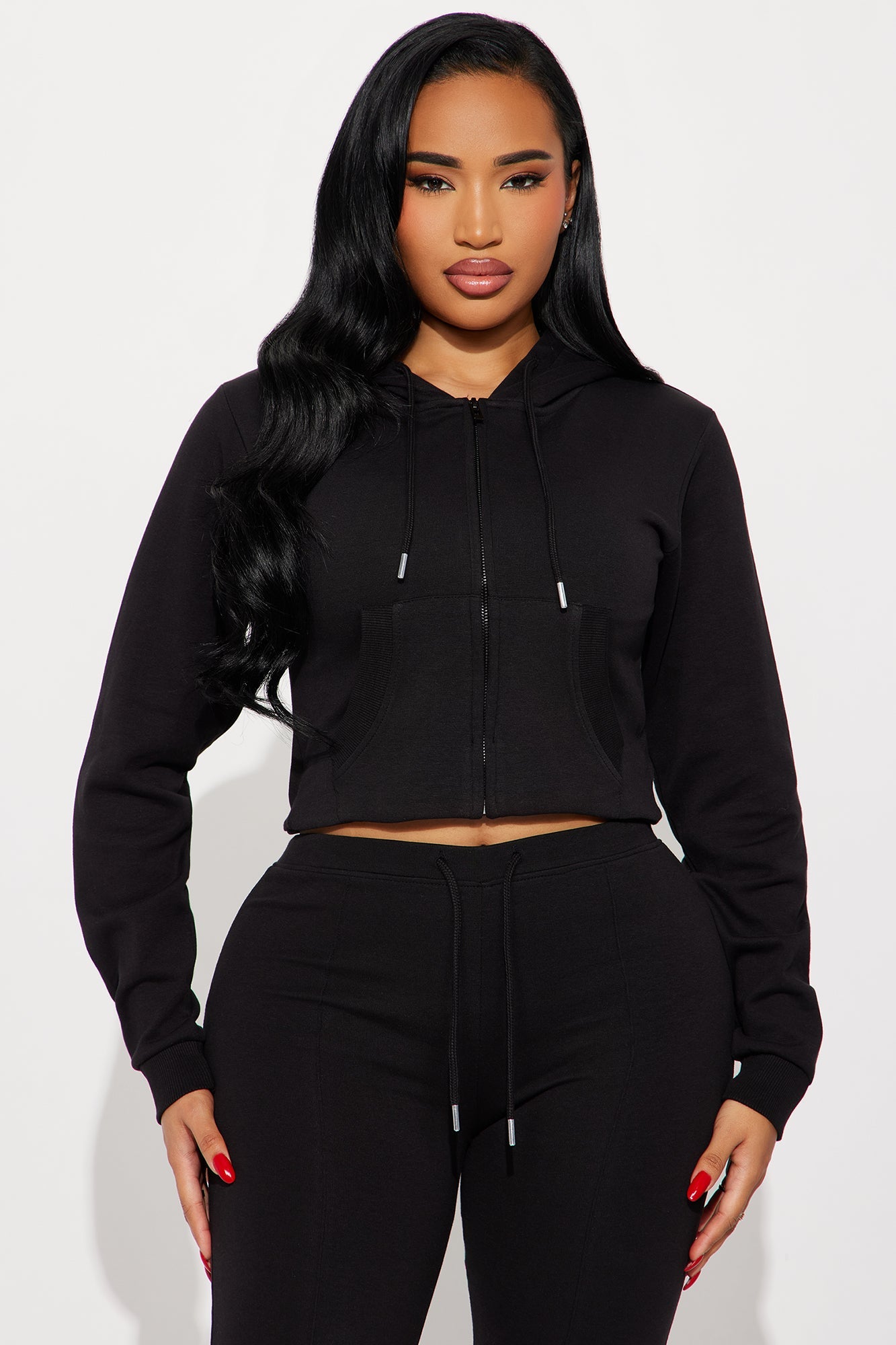 Ready To Go Zip Up Pant Set - Black