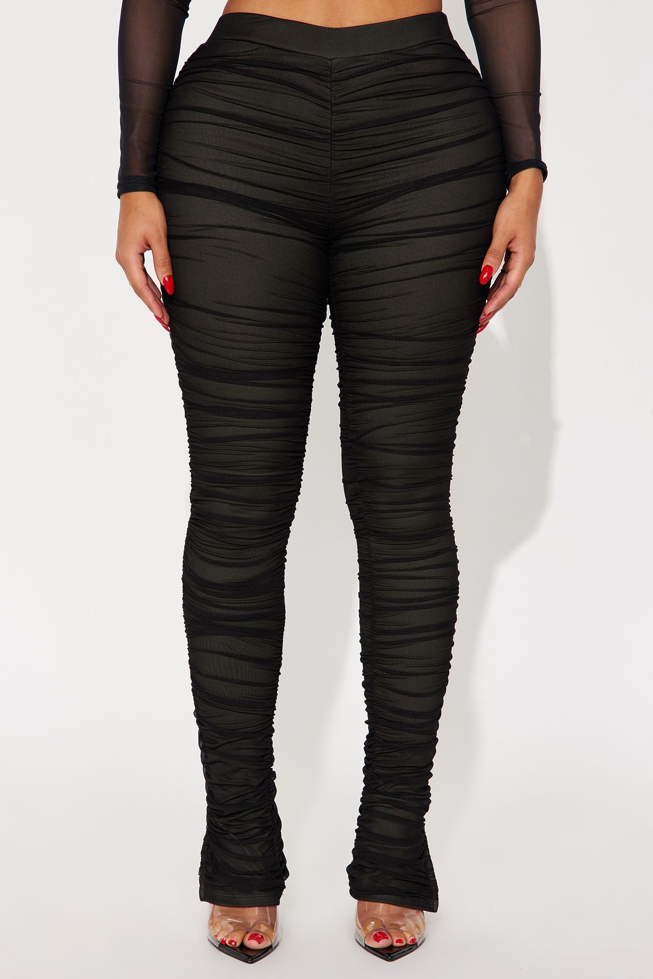 Game Changer Ruched Mesh Legging - Dark Olive