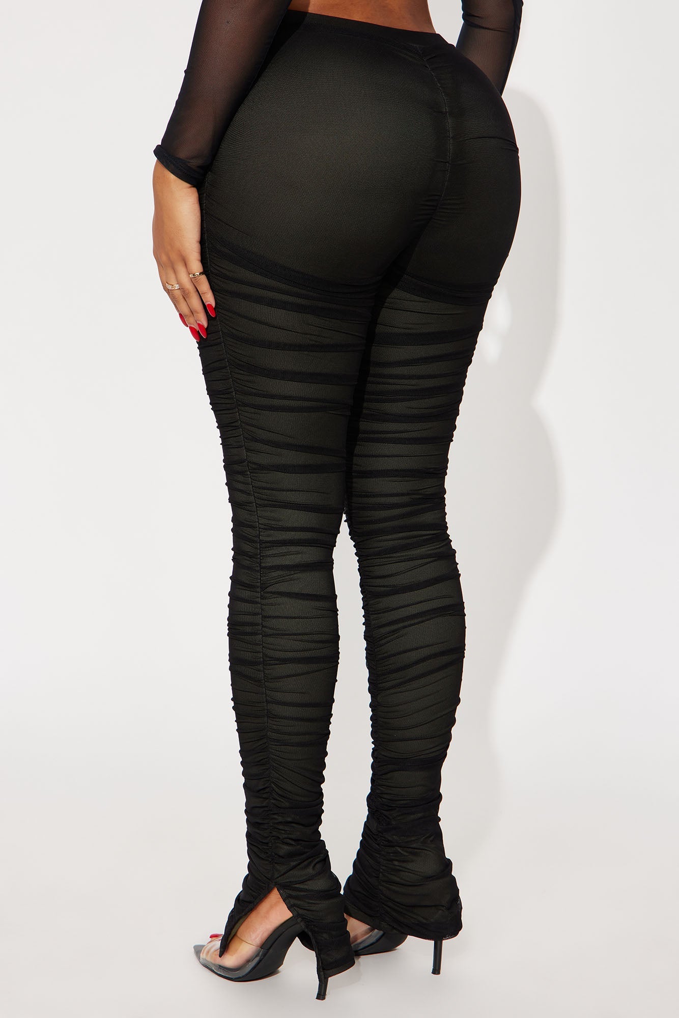 Game Changer Ruched Mesh Legging - Dark Olive