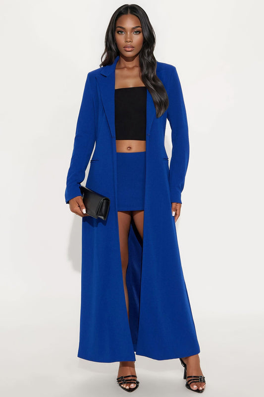 Feeling Regal Crepe Coat - Royal