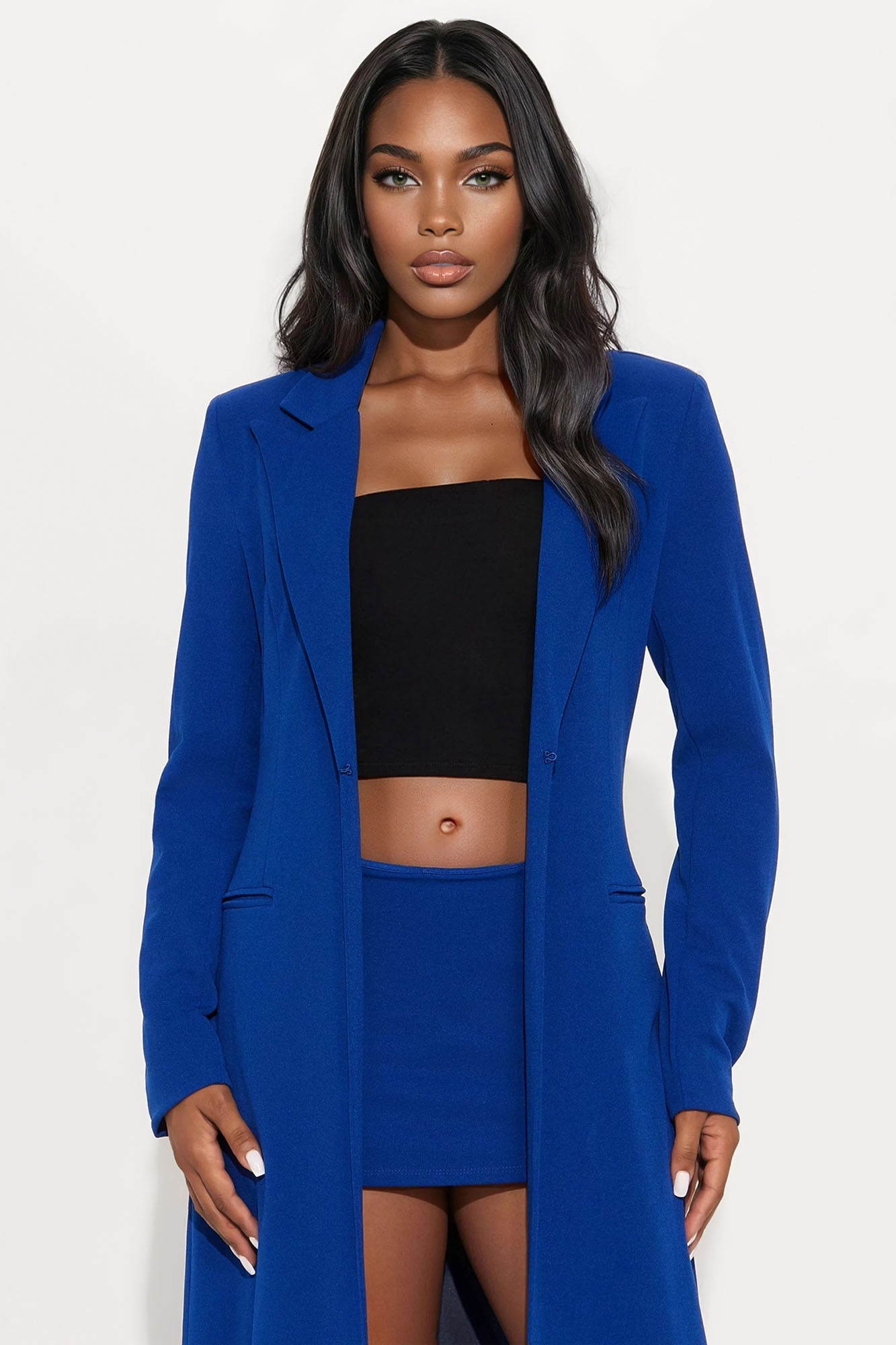 Feeling Regal Crepe Coat - Royal
