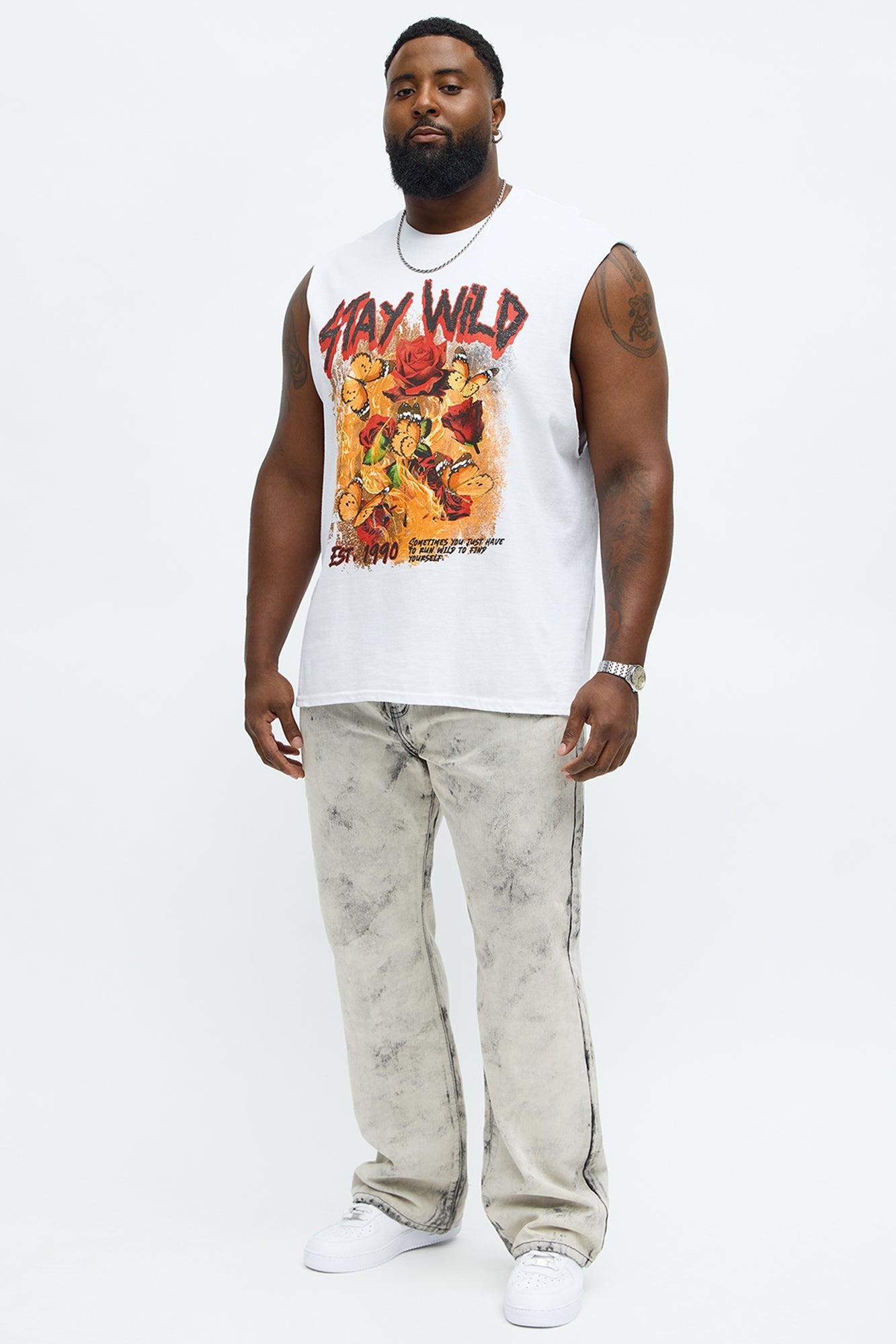 Stay Wild Muscle Tee - White