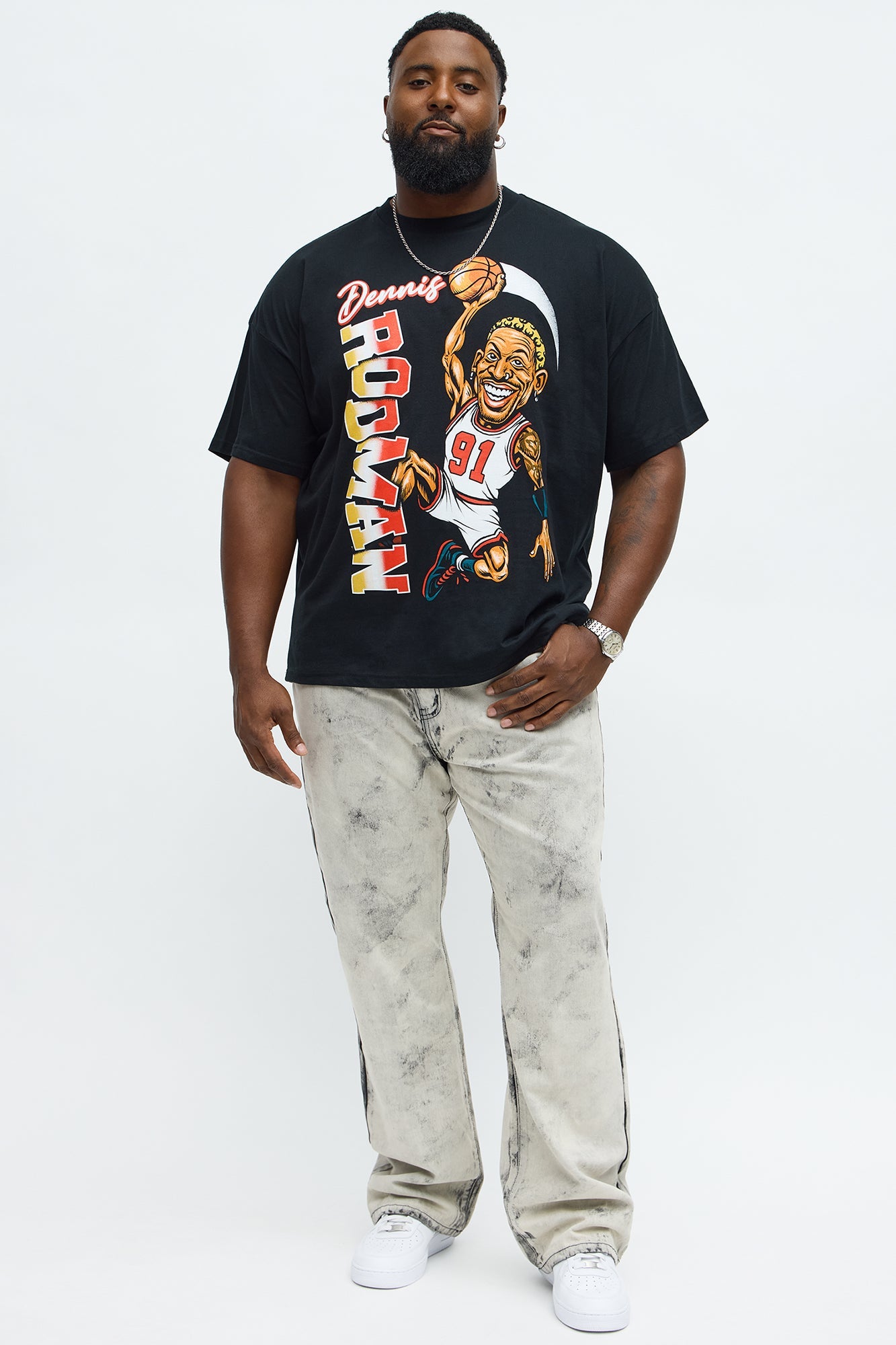 Dennis Rodman Vintage Washed Short Sleeve Tee - Black Wash