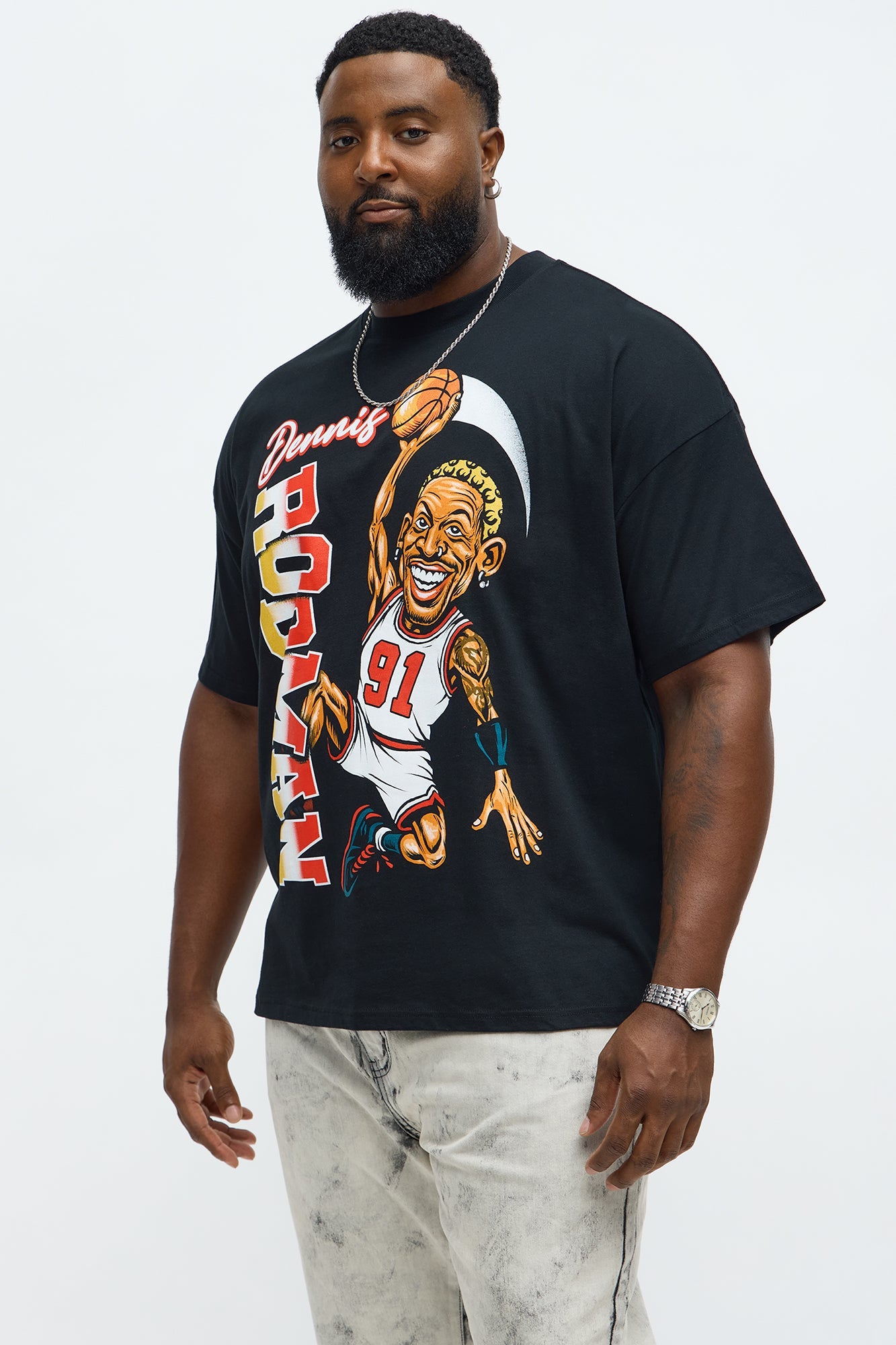 Dennis Rodman Vintage Washed Short Sleeve Tee - Black Wash