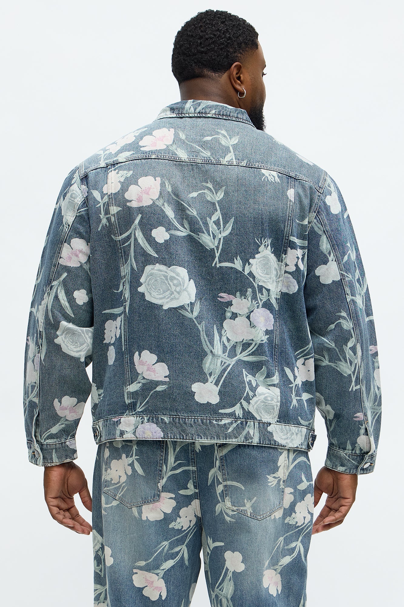 Fallen Roses Trucker Jacket - Medium Blue Wash