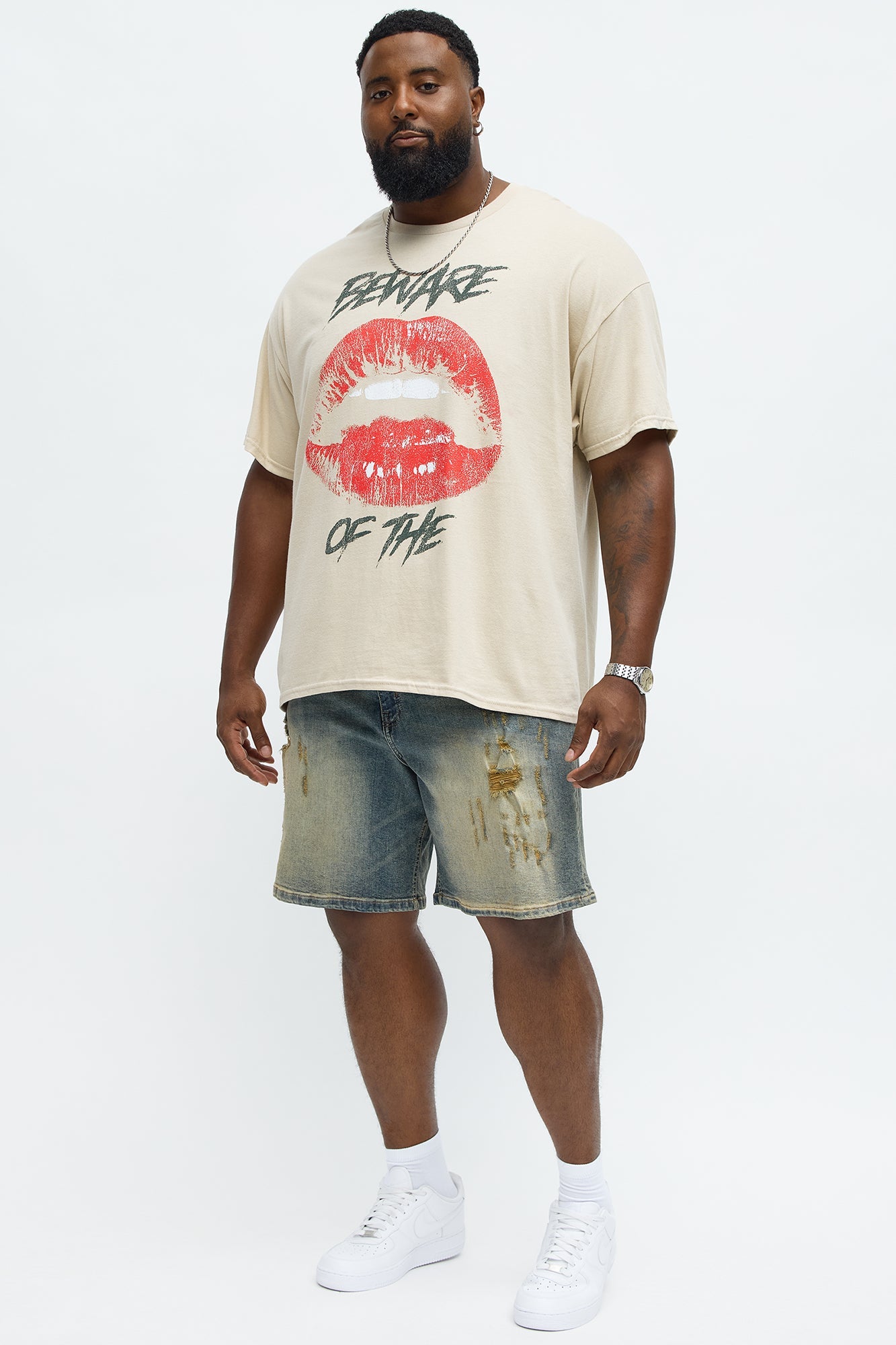 Beware Kiss Of Death Short Sleeve Tee - Tan