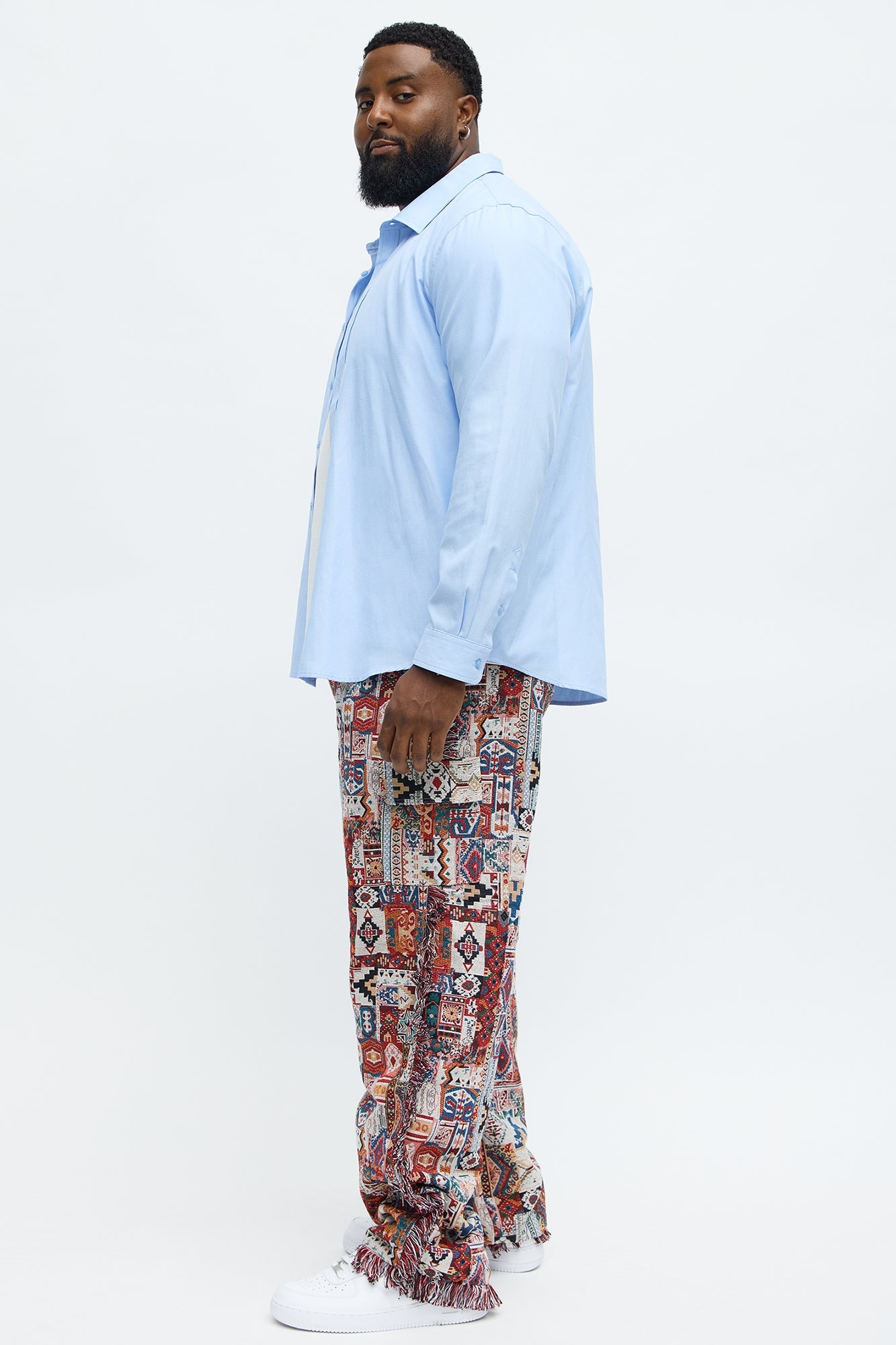 Slim Flare Aztec Tapestry Cargo Pants - Multi Color