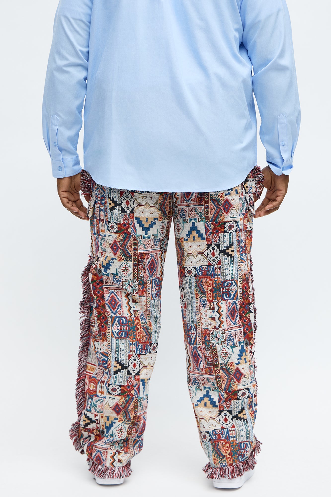 Slim Flare Aztec Tapestry Cargo Pants - Multi Color