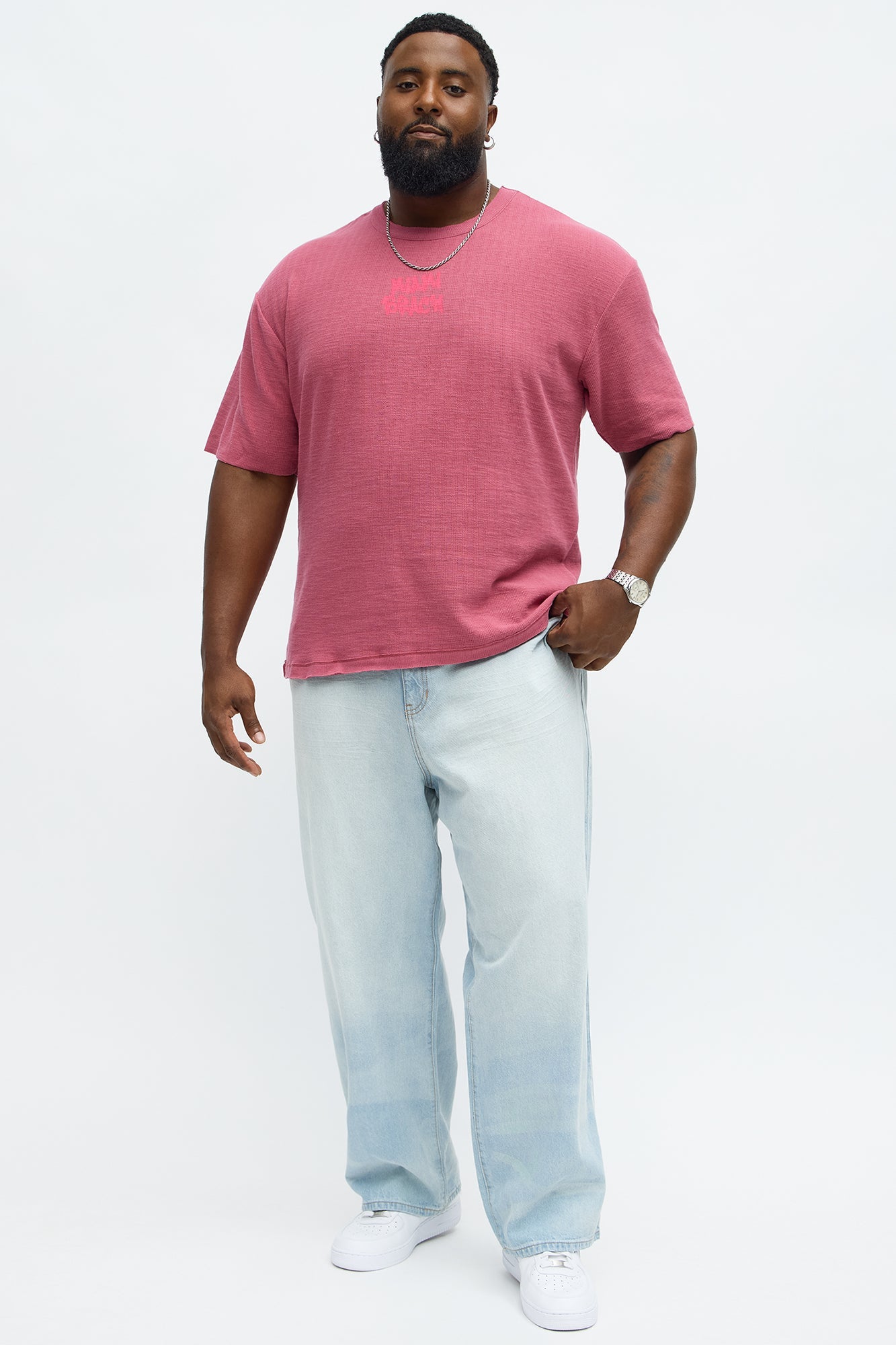 Relaxed Miami Beach Spray Paint Tee - Pink