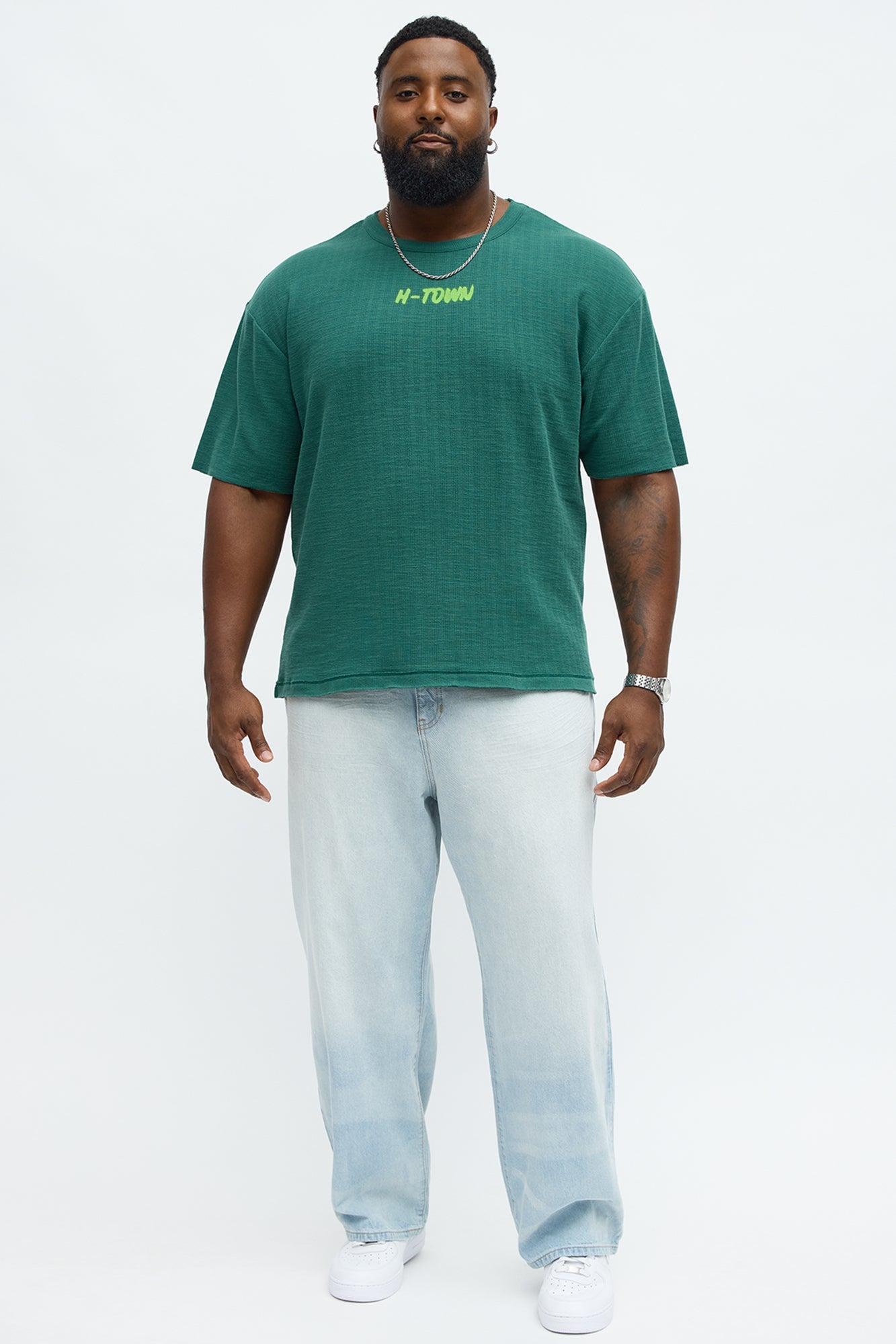 Relaxed H-Town Spray Paint Tee - Hunter Green